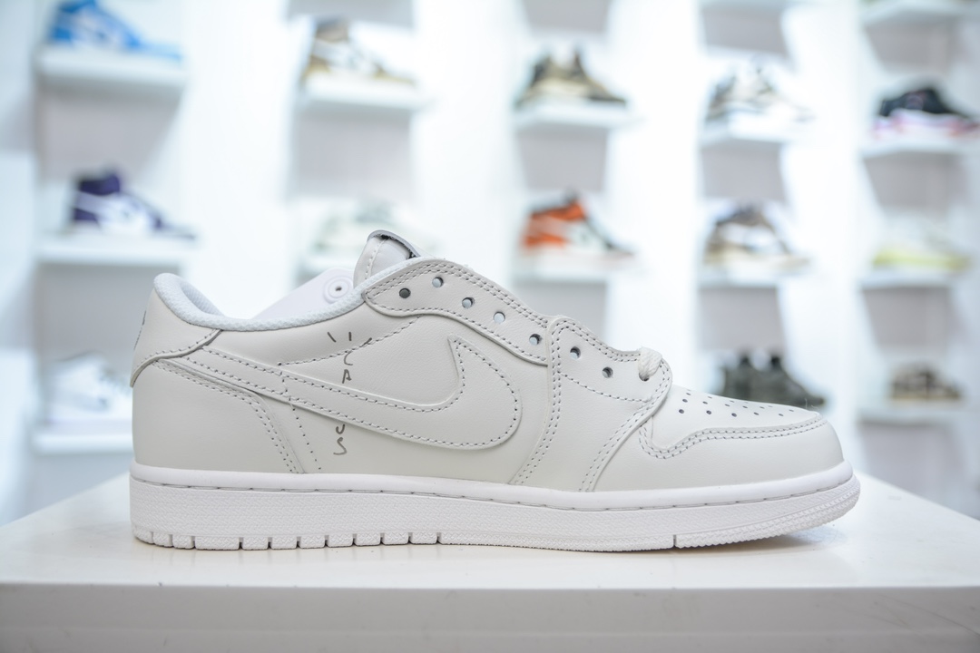 F版 Travis Scott x Air Jordan AJ1 Low OG SP TS联名倒钩低帮 纯白   TD1228-111