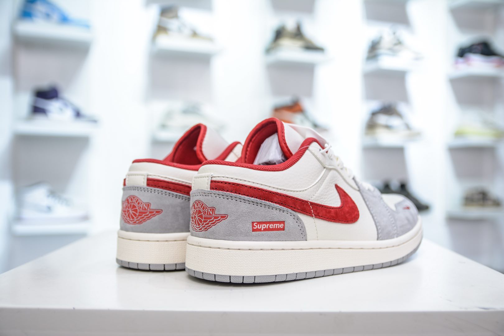 Air Jordan 1 Retro Low x Supreme SUP联名-白灰红 SJ9950-024