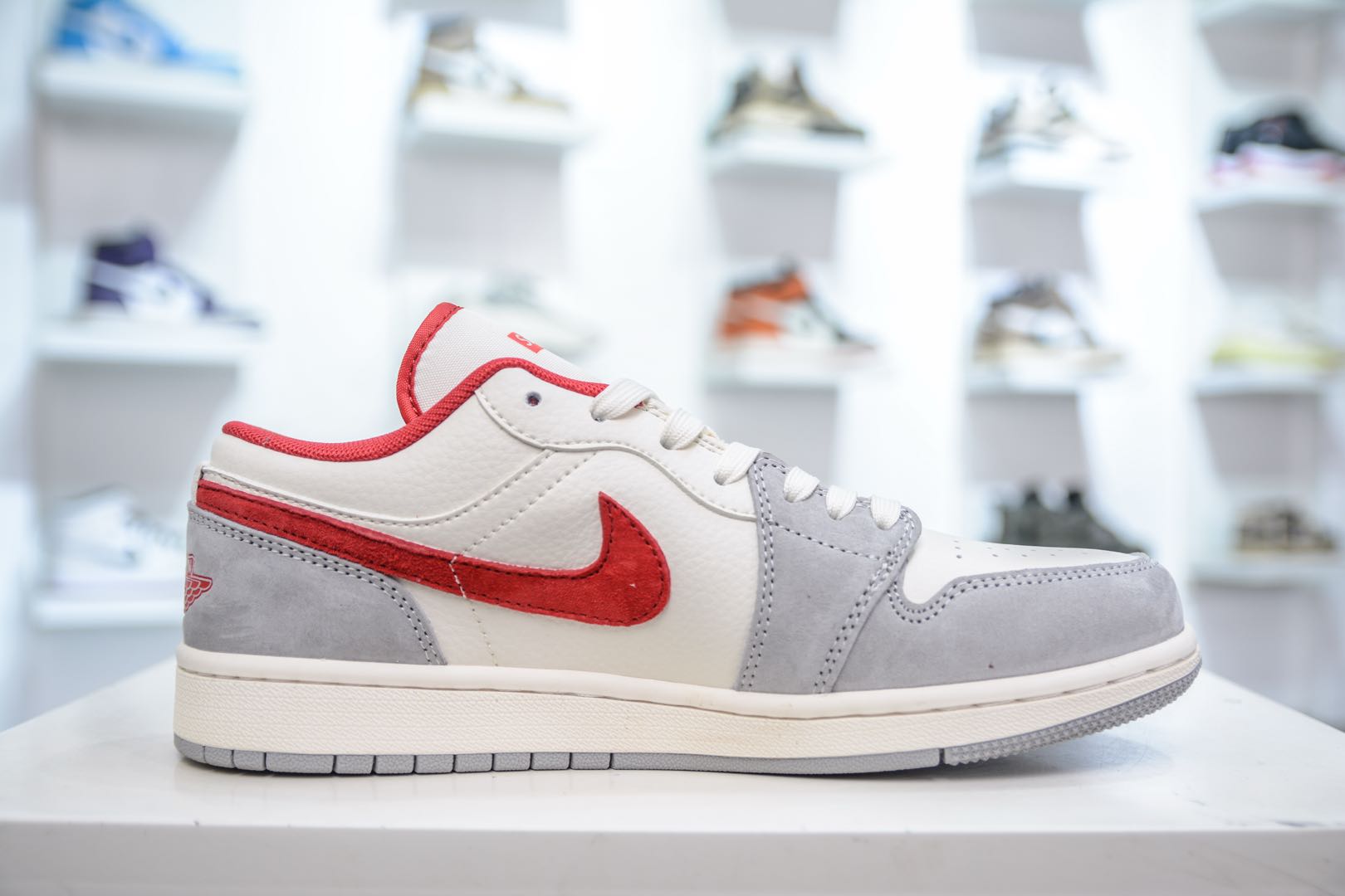 Air Jordan 1 Retro Low x Supreme SUP联名-白灰红 SJ9950-024