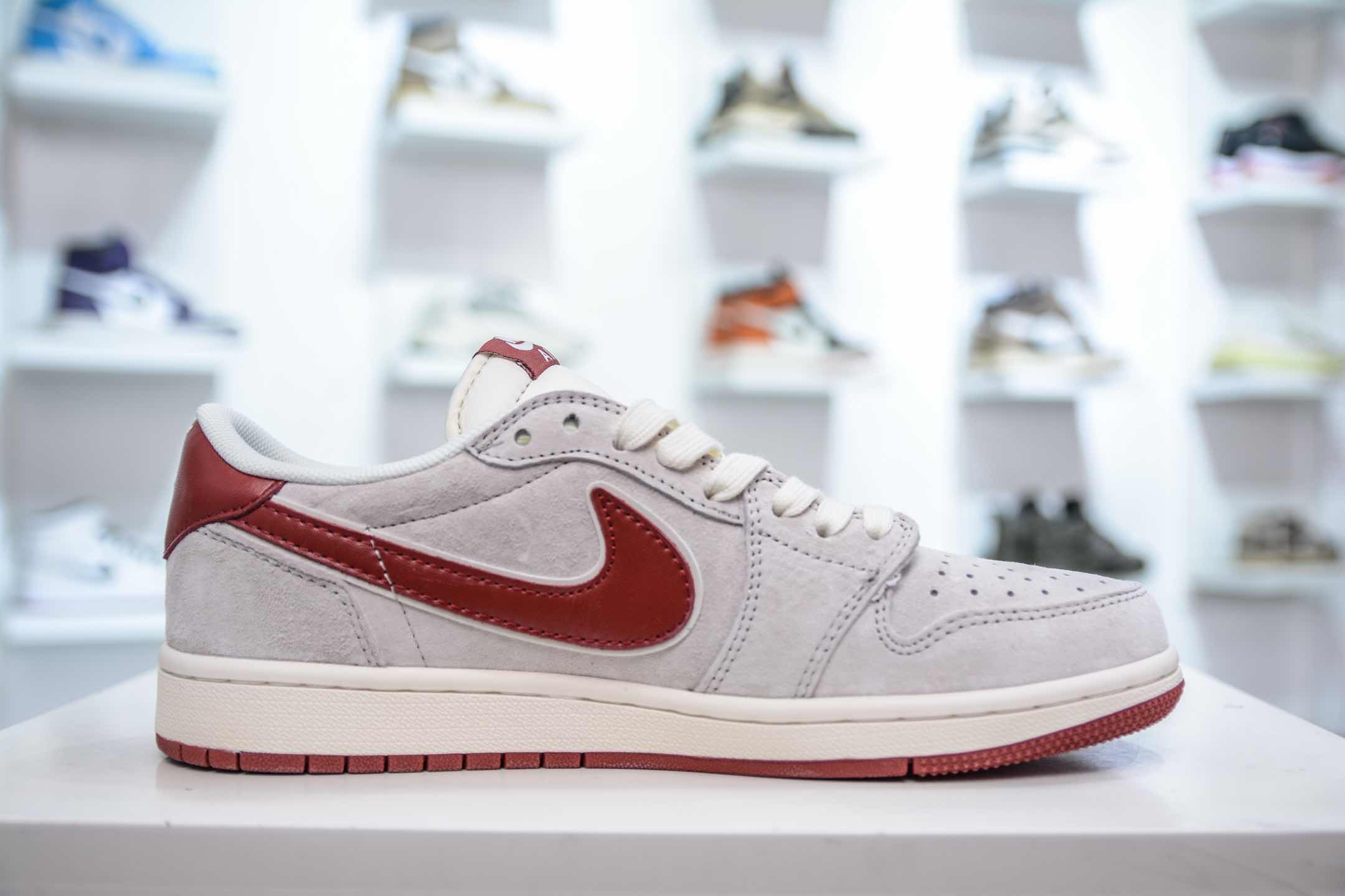 TS x Air Jordan AJ1 Low x GUCCI 倒钩低帮古驰联名-米白红   XZ6188-056