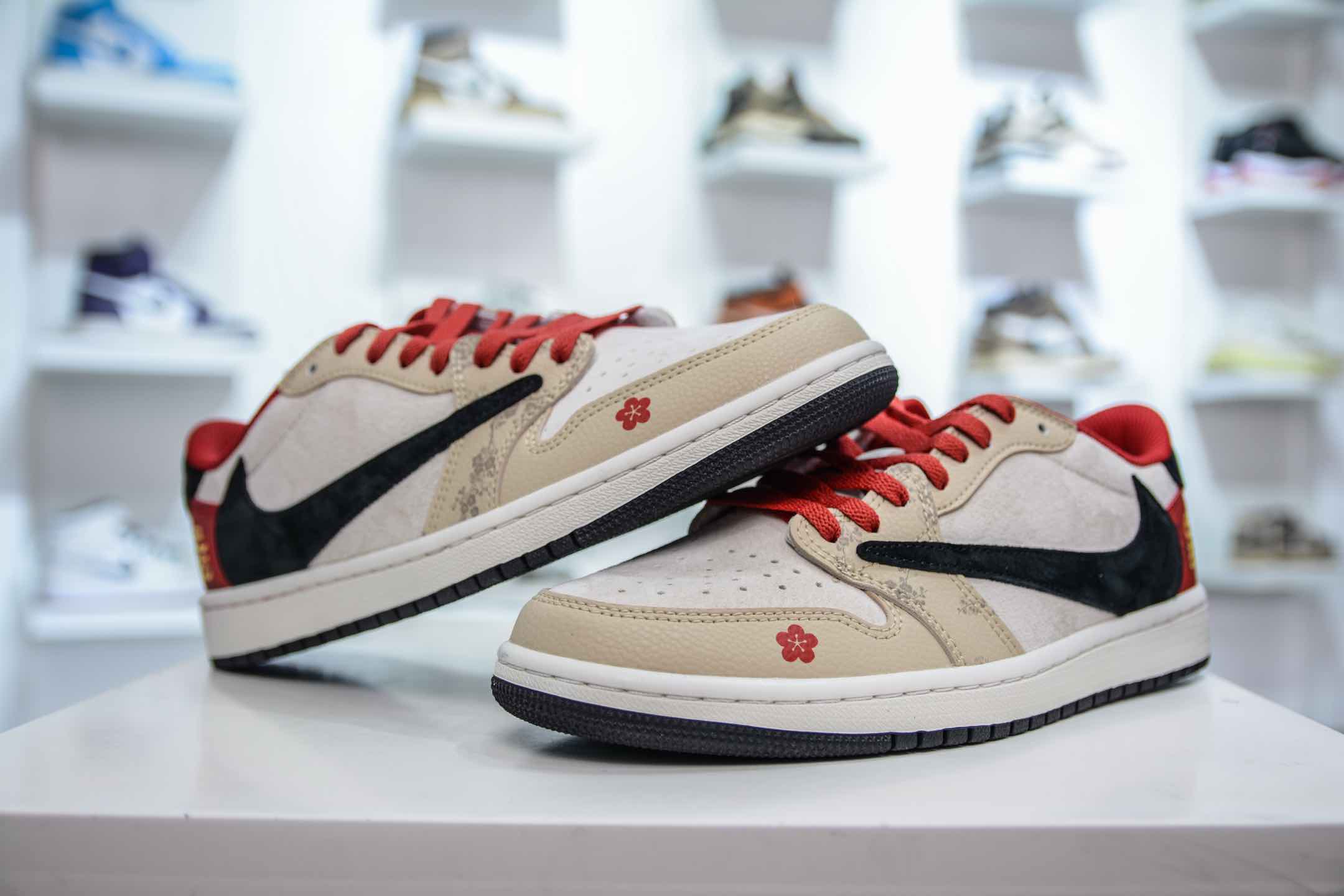 TS x Air Jordan AJ1 Low 倒钩低帮蛇年限定 红棕黑勾   DM7866-077