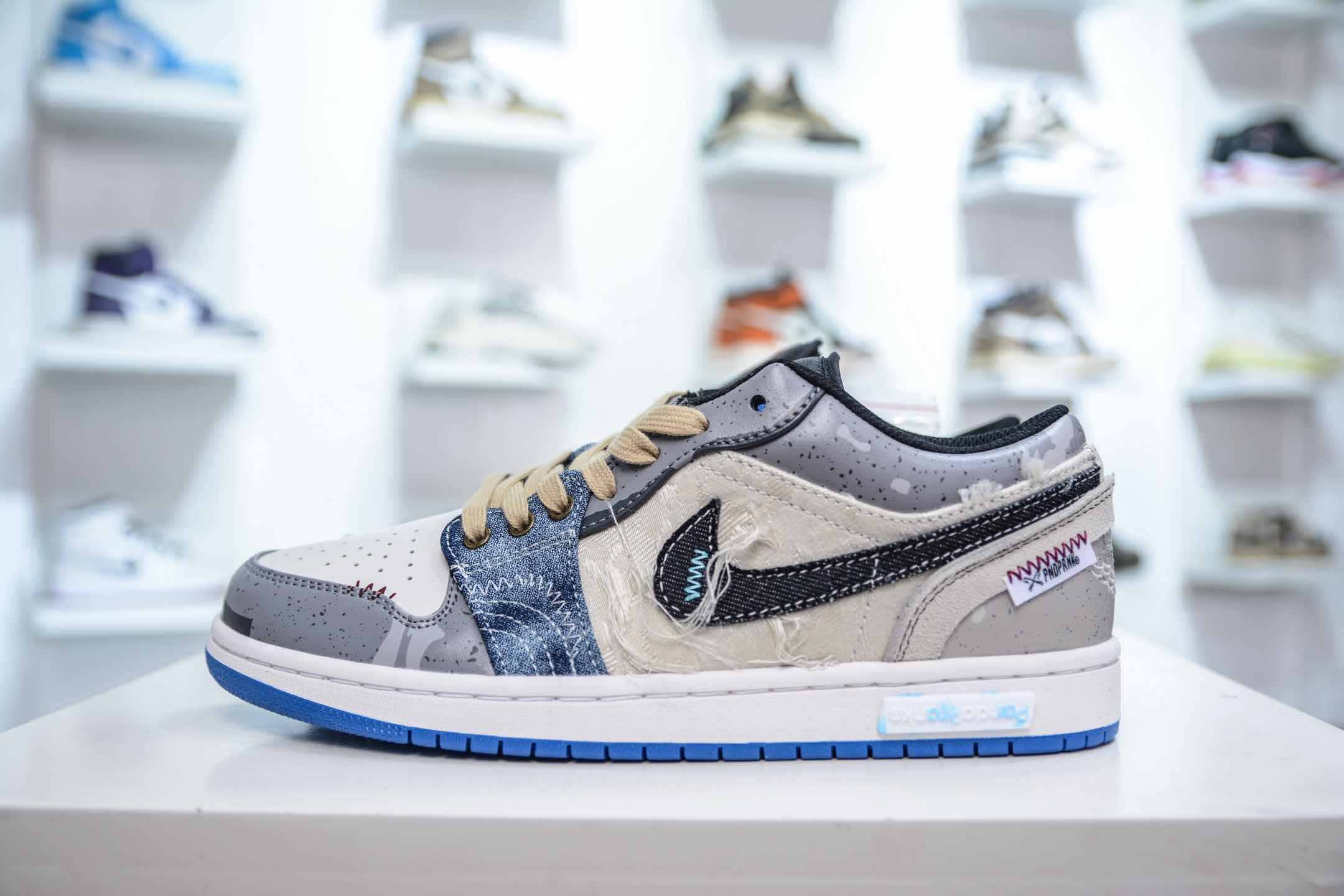 礼盒版 NK Air Jordan 1 Low 过度捕捞 蓝灰棕   553558-140