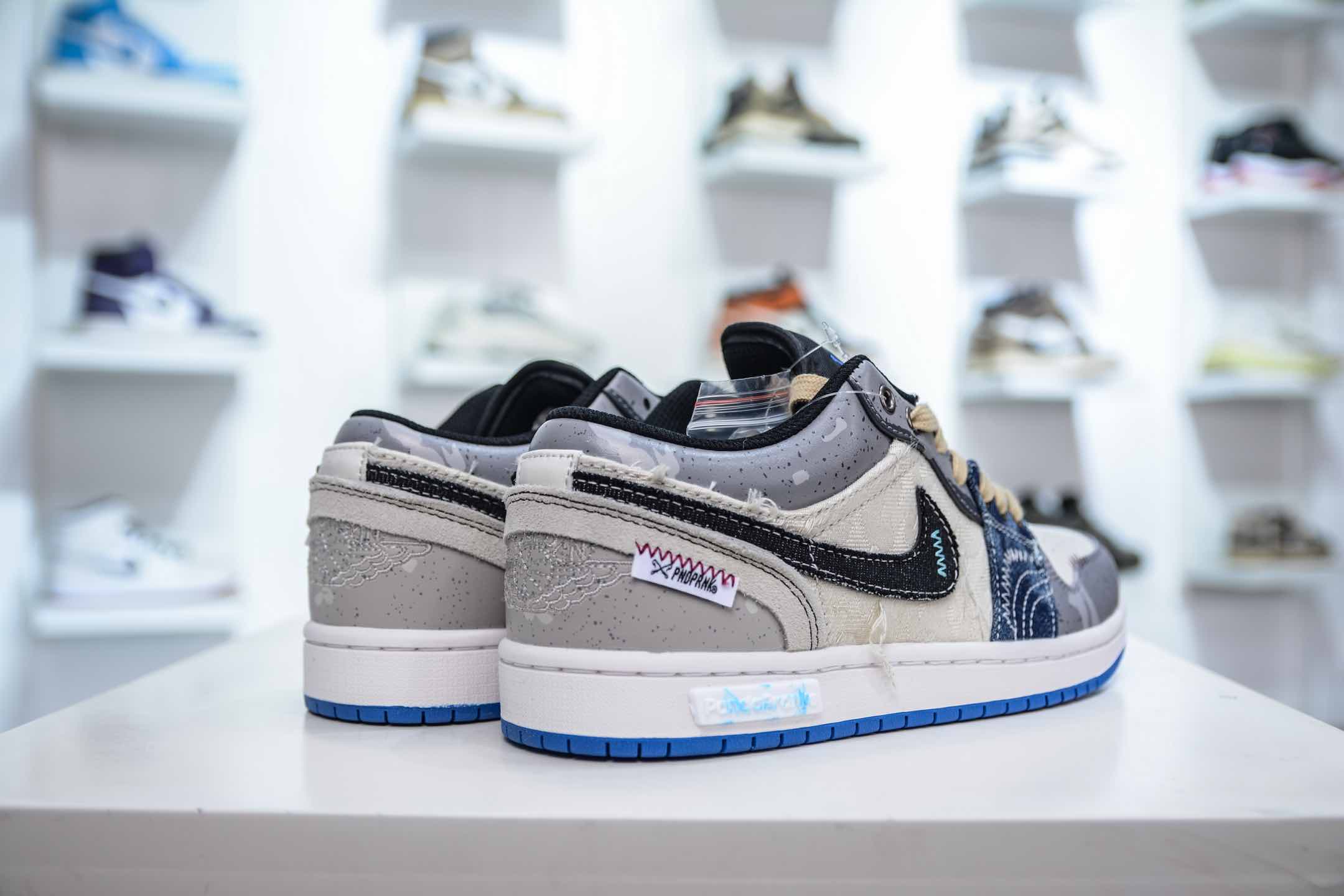 礼盒版 NK Air Jordan 1 Low 过度捕捞 蓝灰棕   553558-140