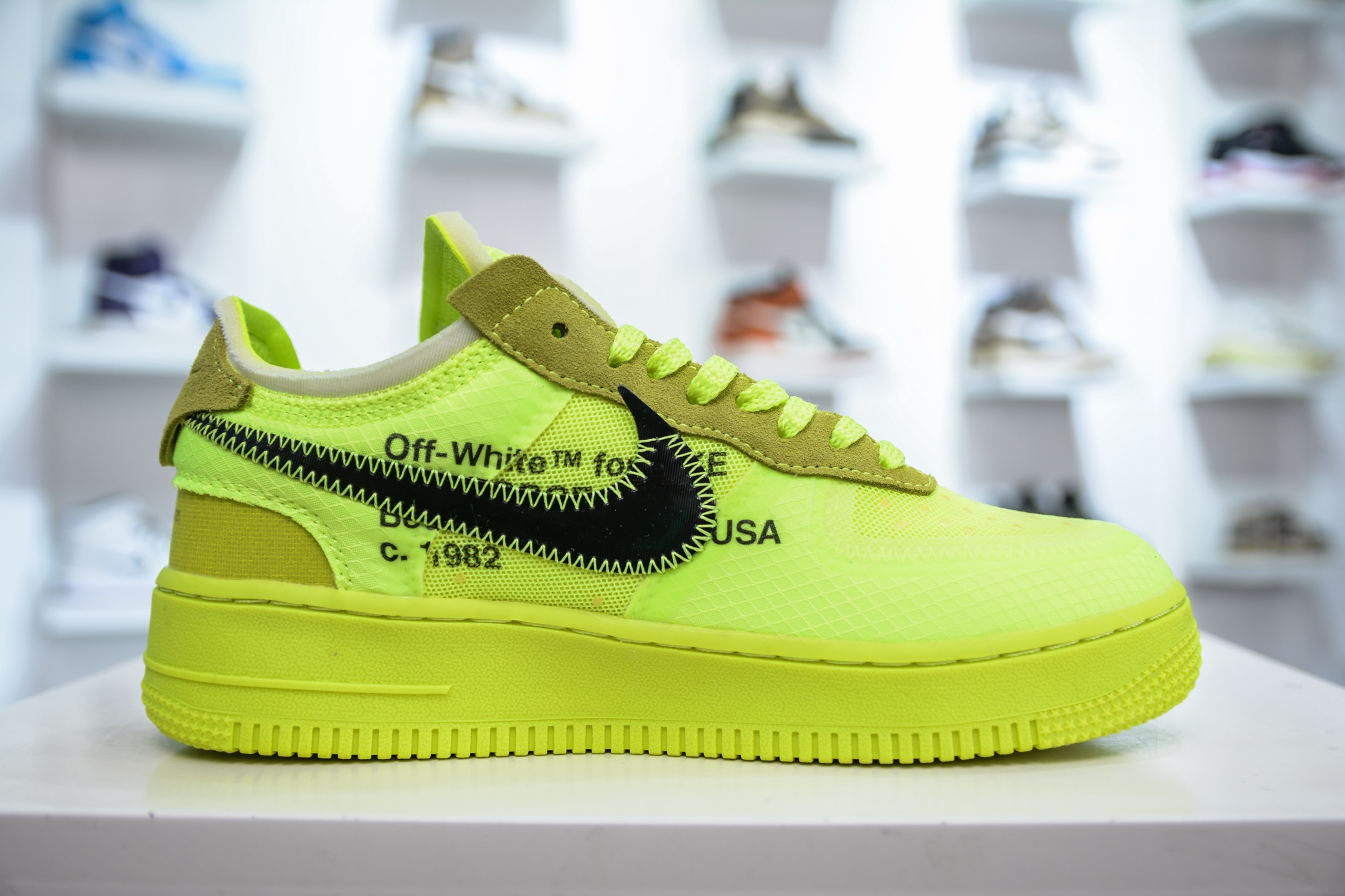 HY版 320 TOP版 多版本供应 Nike Air Force 1 Low 07 x OFF-WHITE Part 2Volt THE THE 荧光绿  AO4606-700
