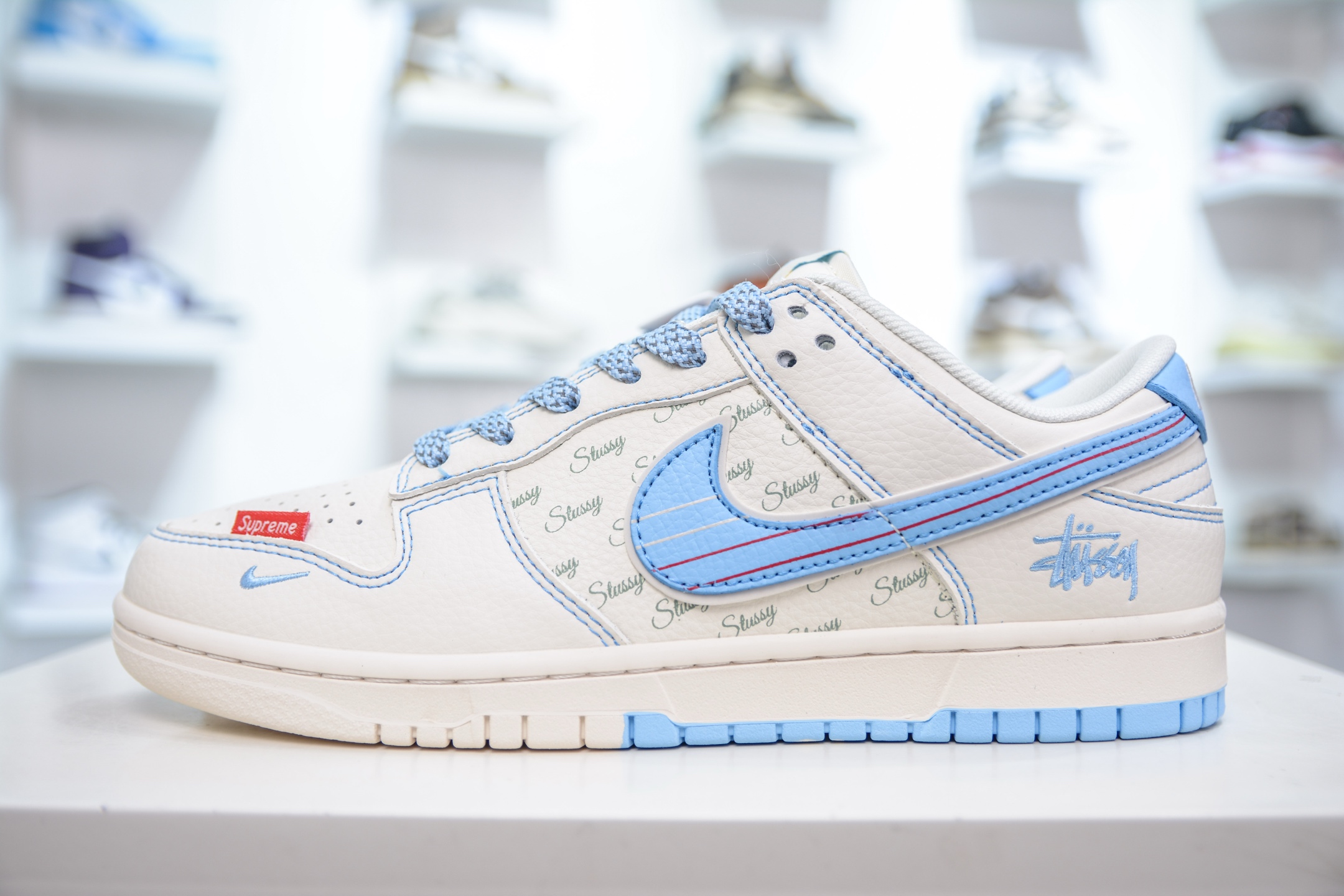 280  Nike SB Dunk Low x Stussy 斯图西联名-白蓝  XS6089-534