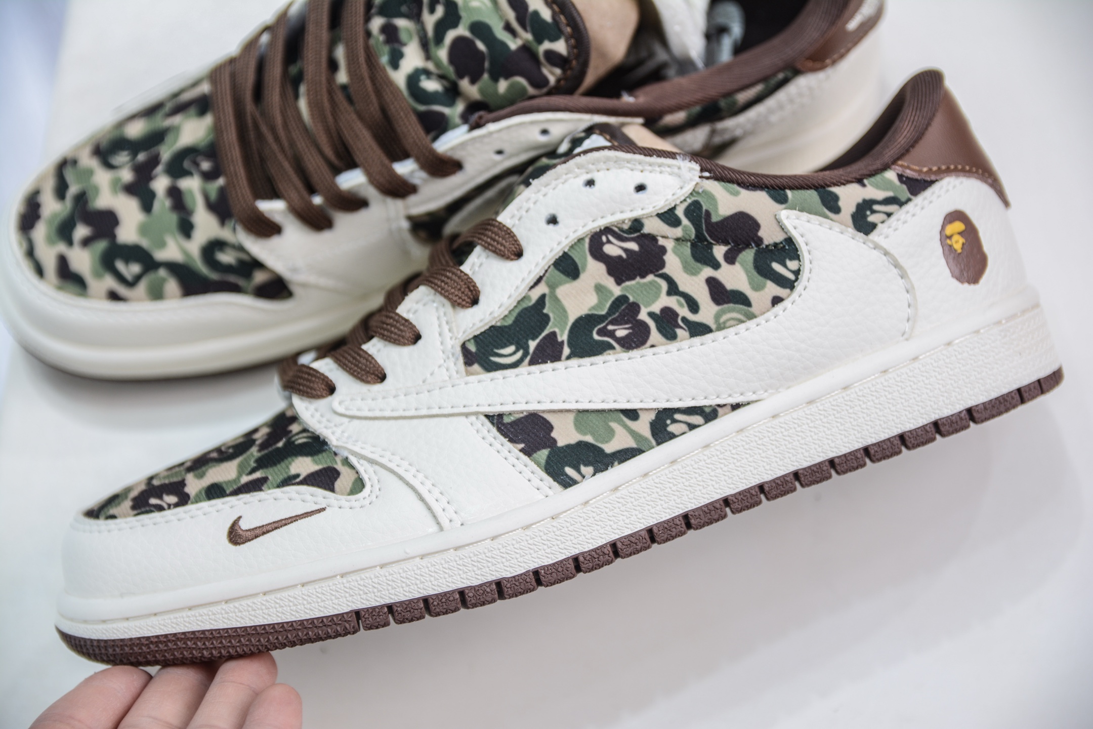270  TS x Air Jordan AJ1 Low x Bape 猿人头联名-米棕迷彩 弹力鞋带   XS2024-019