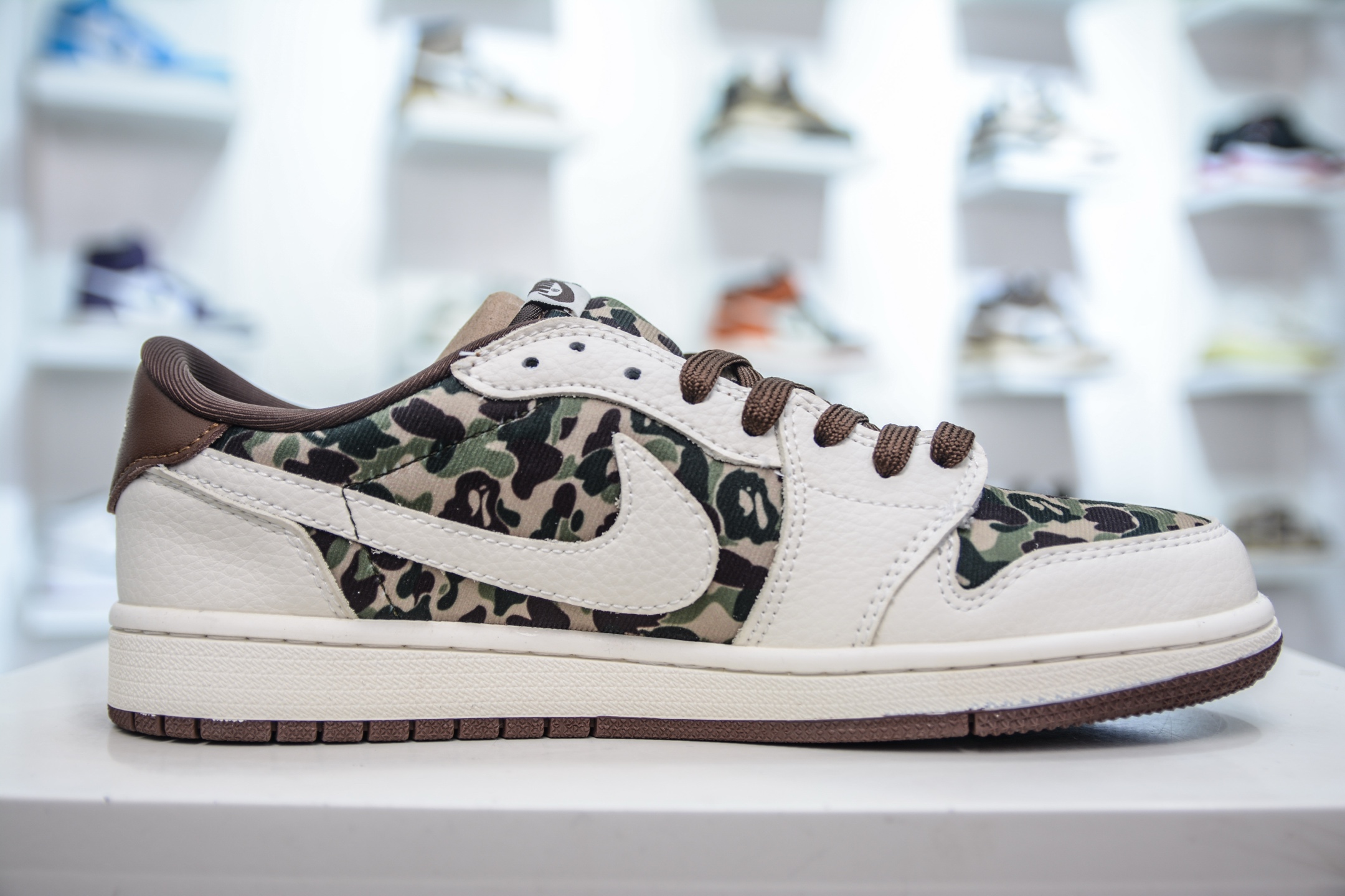 270  TS x Air Jordan AJ1 Low x Bape 猿人头联名-米棕迷彩 弹力鞋带   XS2024-019