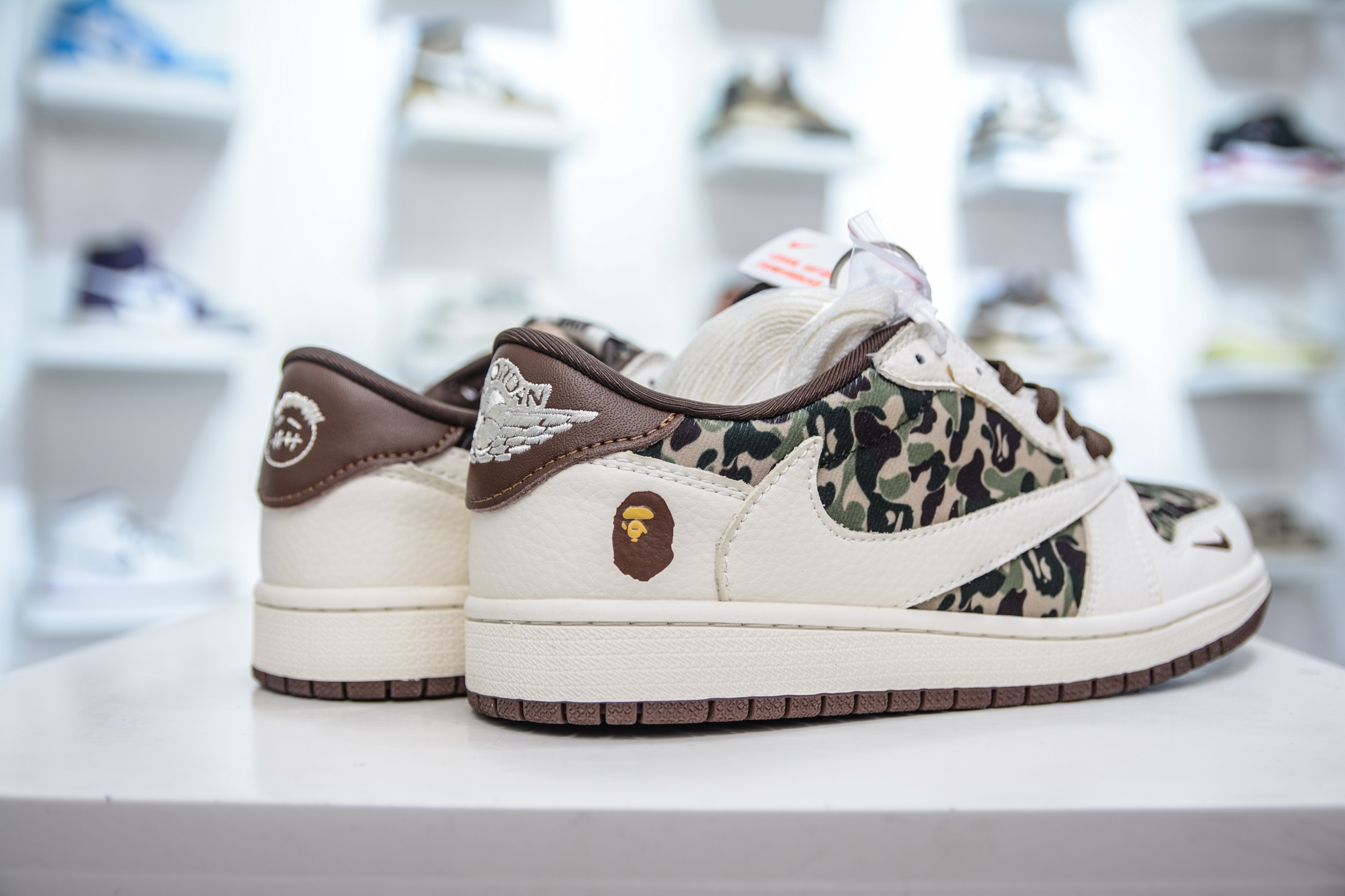 270  TS x Air Jordan AJ1 Low x Bape 猿人头联名-米棕迷彩 弹力鞋带   XS2024-019