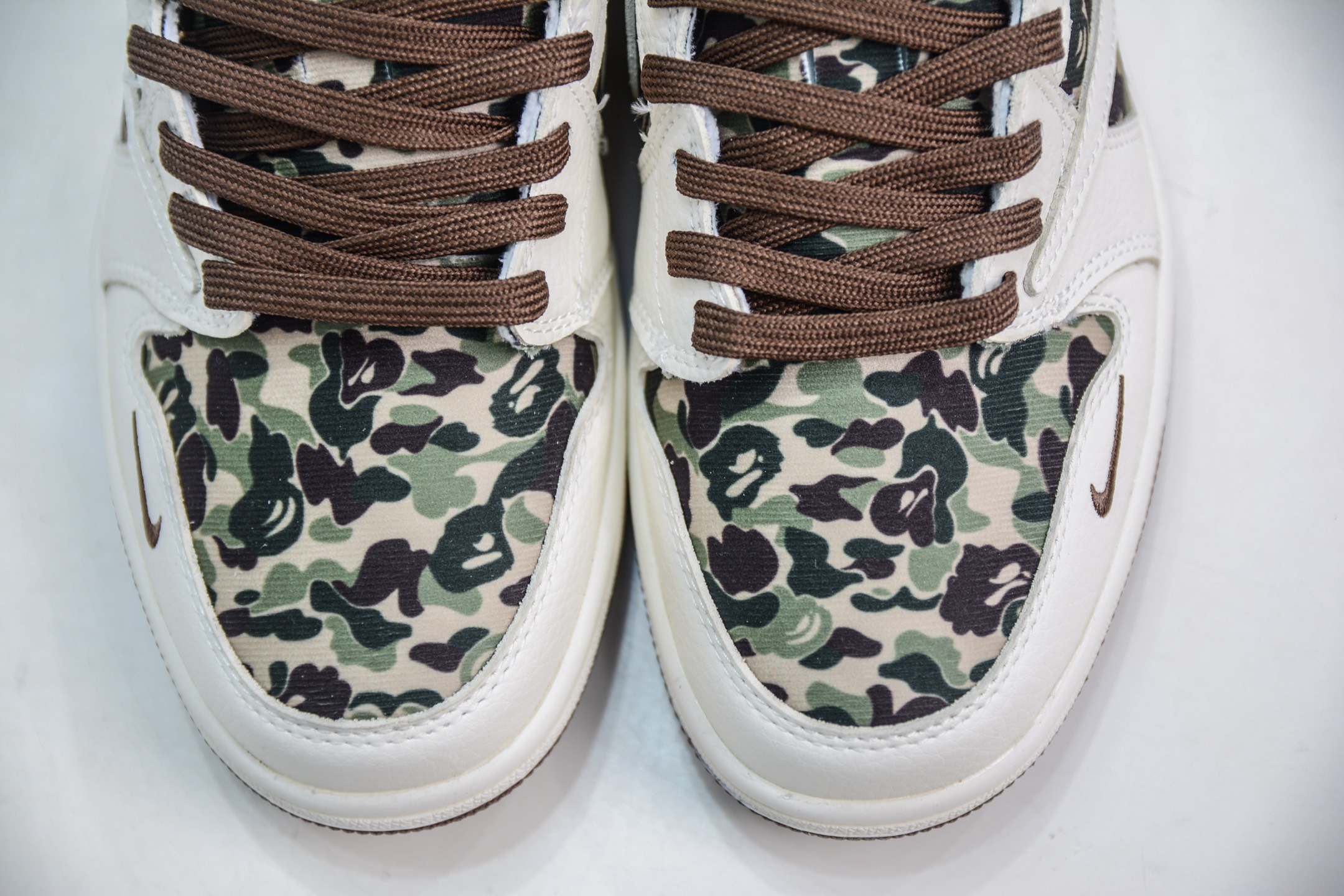 270  TS x Air Jordan AJ1 Low x Bape 猿人头联名-米棕迷彩 弹力鞋带   XS2024-019