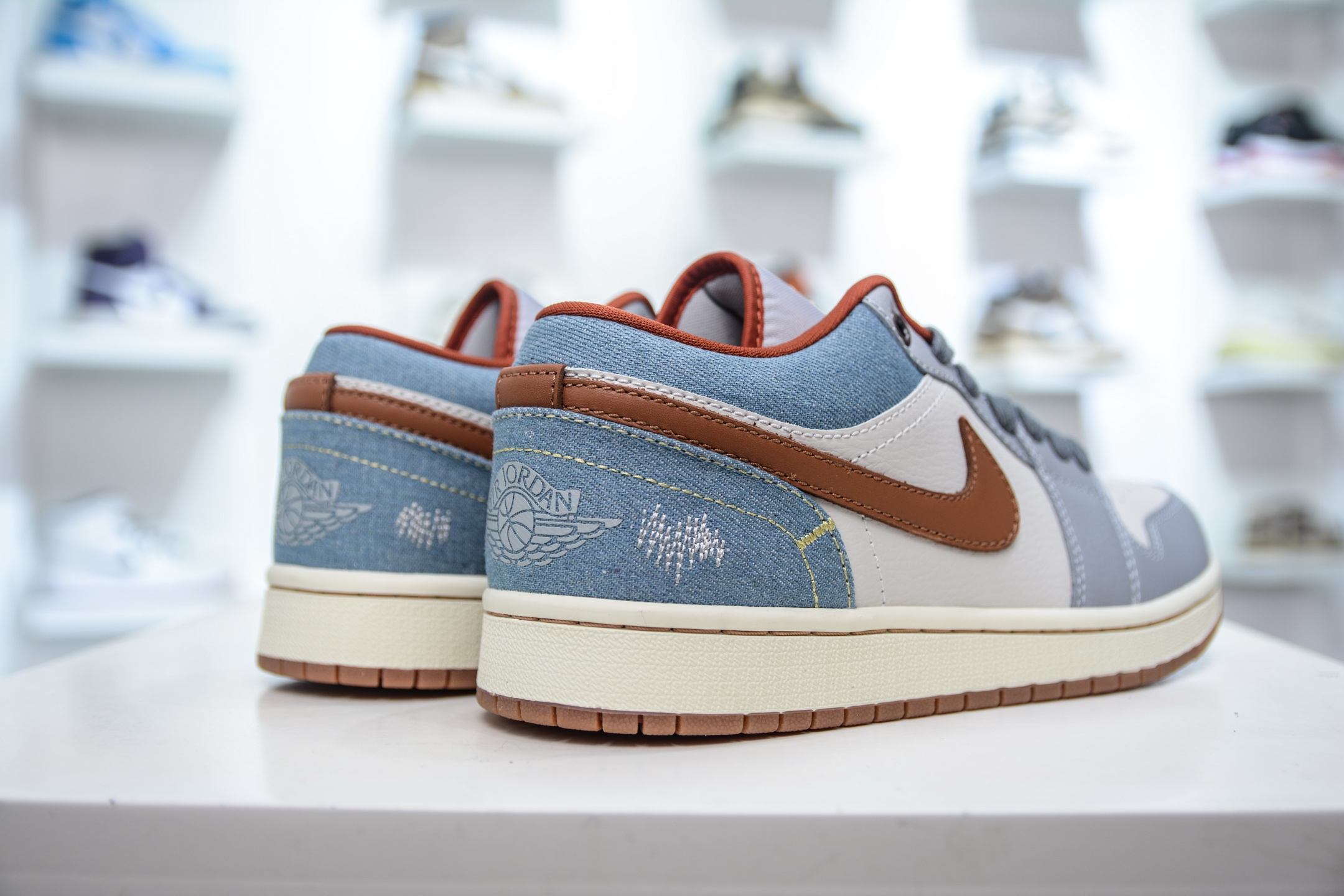 220  X版纯原 顶级Air Jordan 1 Low SE”Phantom Denim Swoosh 灰棕牛仔  FZ5045-091