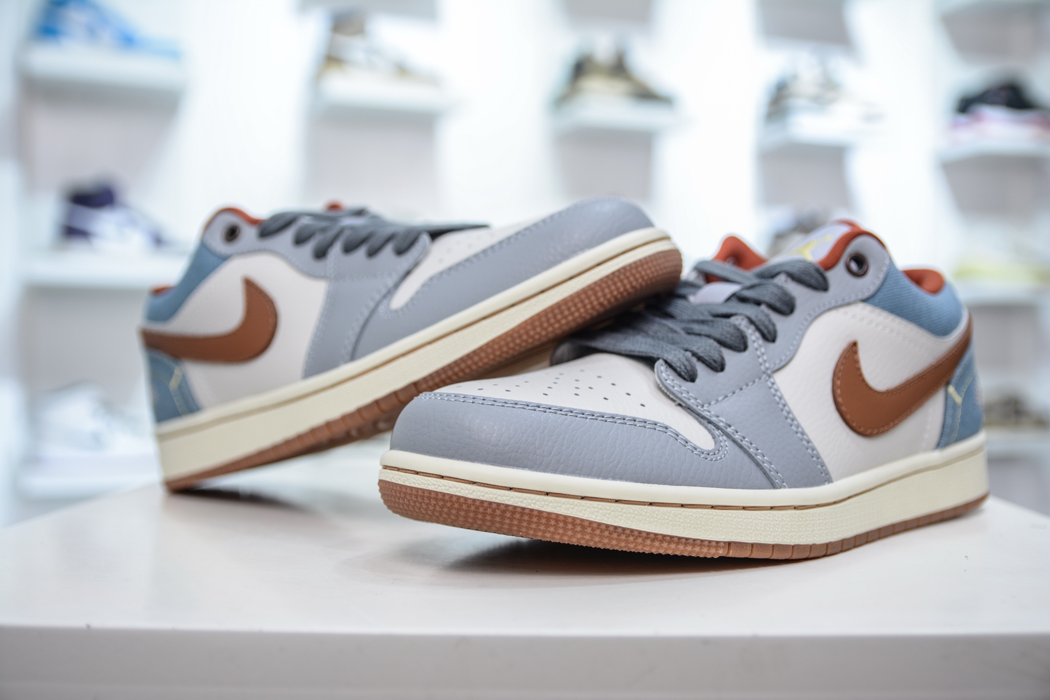 220  X版纯原 顶级Air Jordan 1 Low SE”Phantom Denim Swoosh 灰棕牛仔  FZ5045-091