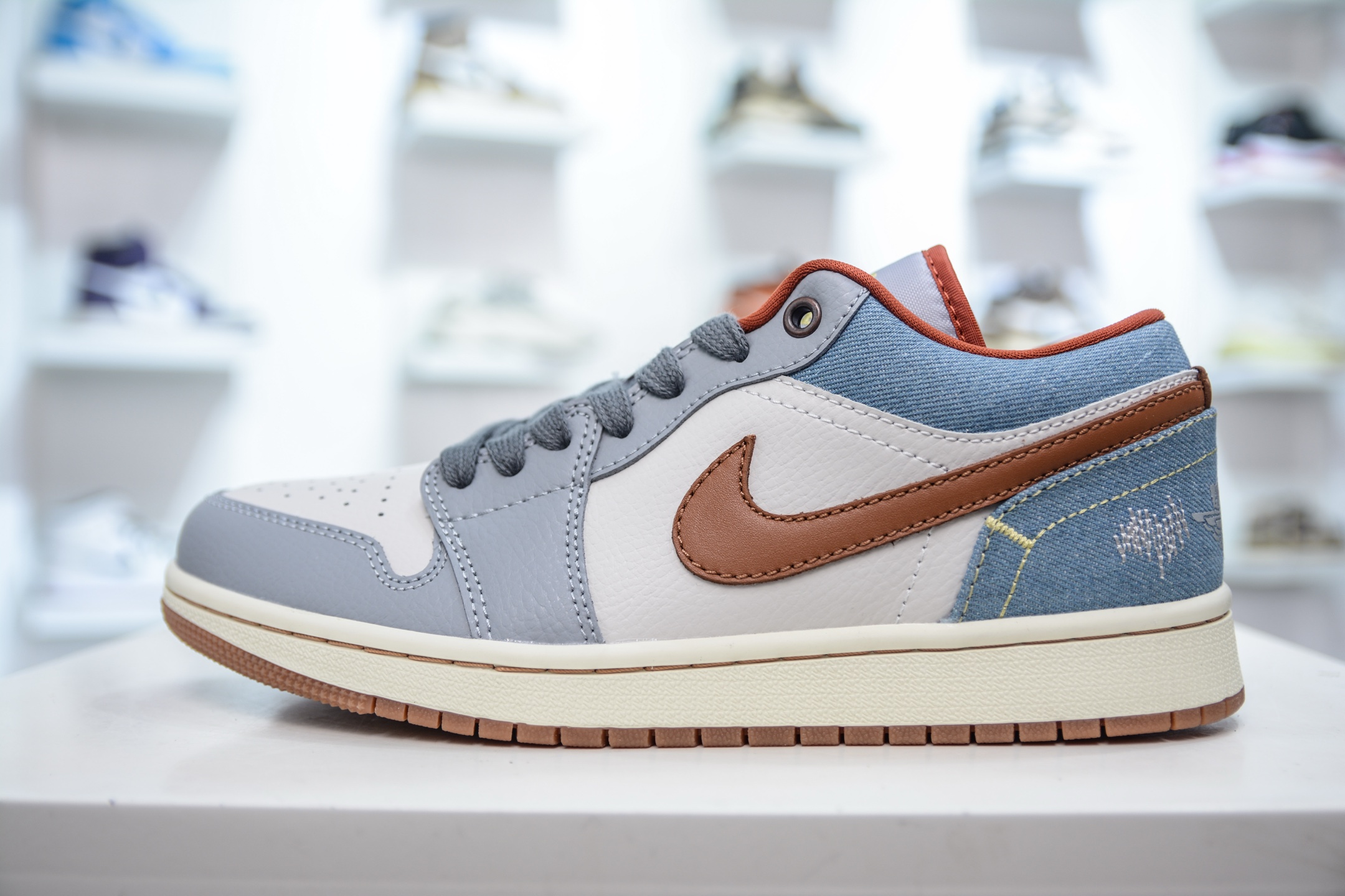220  X版纯原 顶级Air Jordan 1 Low SE”Phantom Denim Swoosh 灰棕牛仔  FZ5045-091