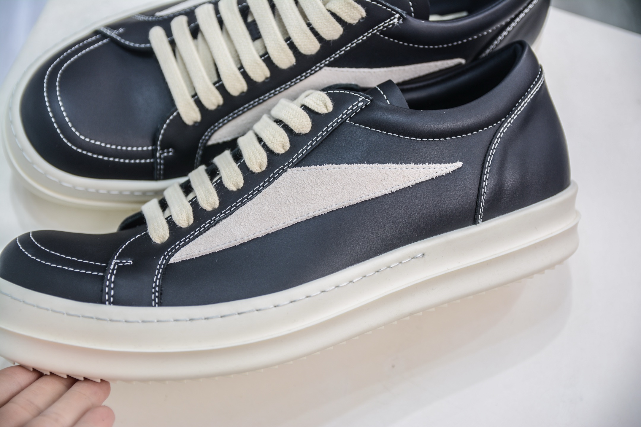480  OG纯原 Rick Owens Drkshdw 瑞克·欧文斯低帮 黑白皮面 时尚运动板鞋