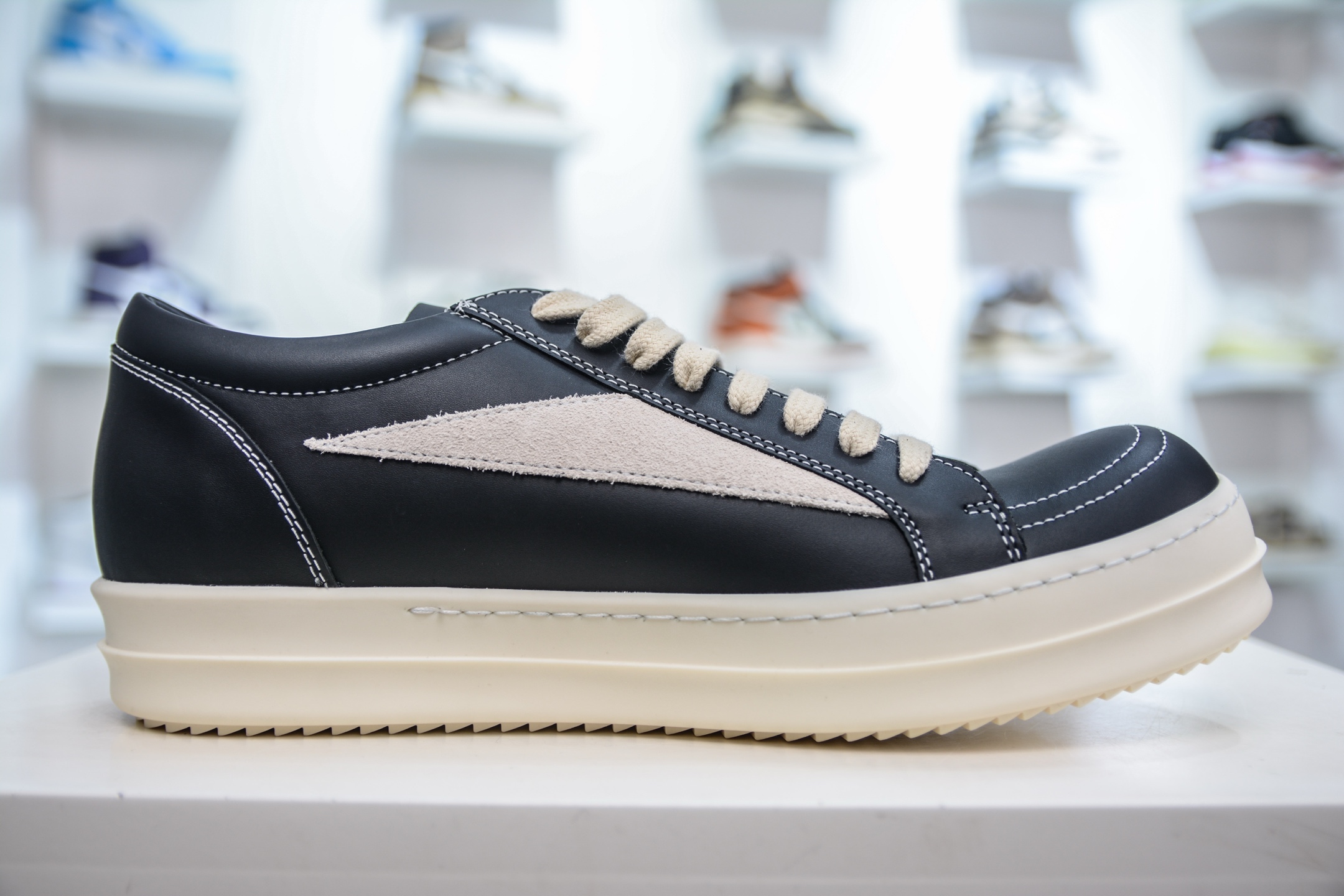 480  OG纯原 Rick Owens Drkshdw 瑞克·欧文斯低帮 黑白皮面 时尚运动板鞋