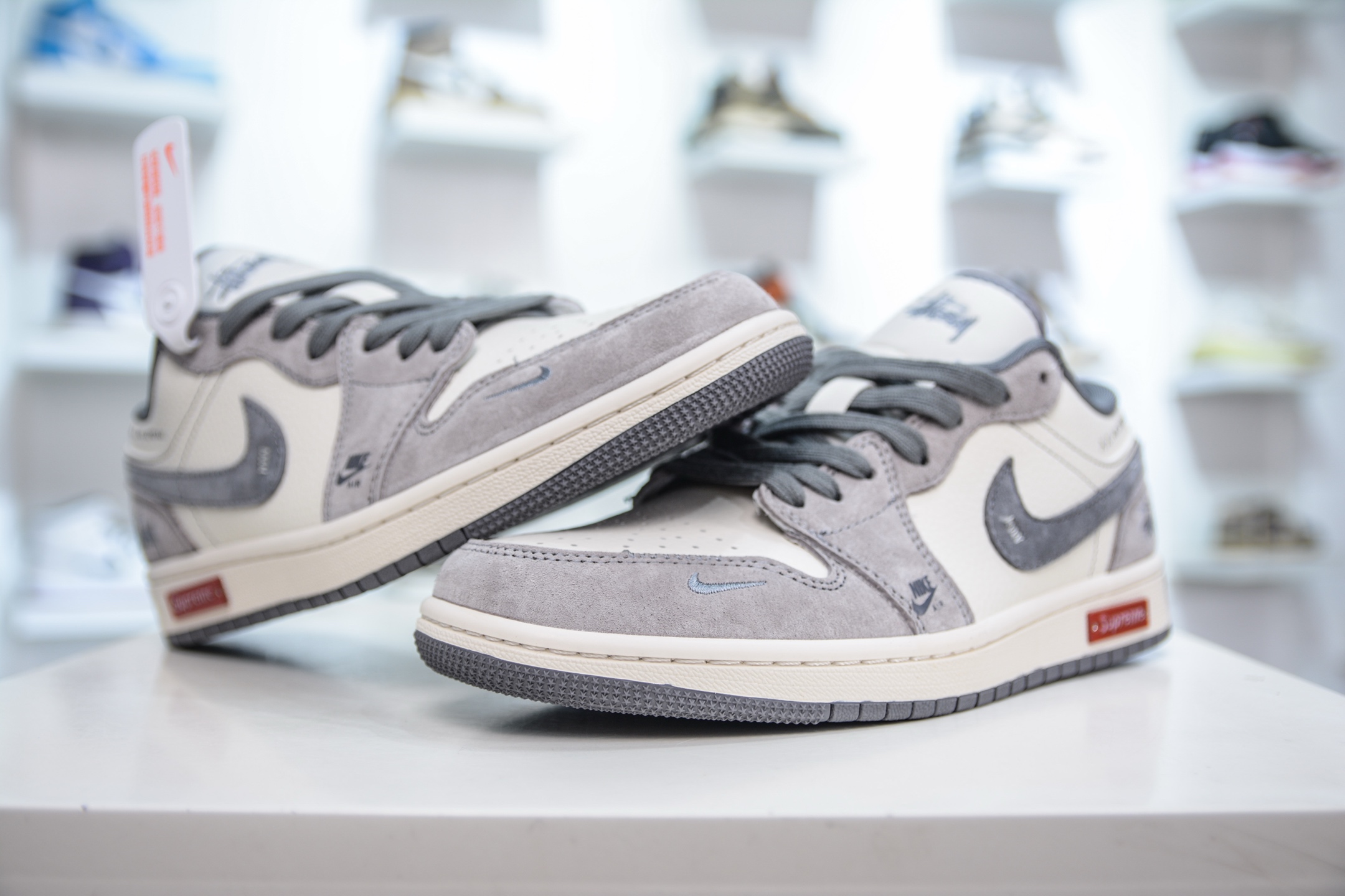 Air Jordan 1 Retro Low x Stussy x Supreme 斯图西联名-米灰定制配色 SJ9950-053