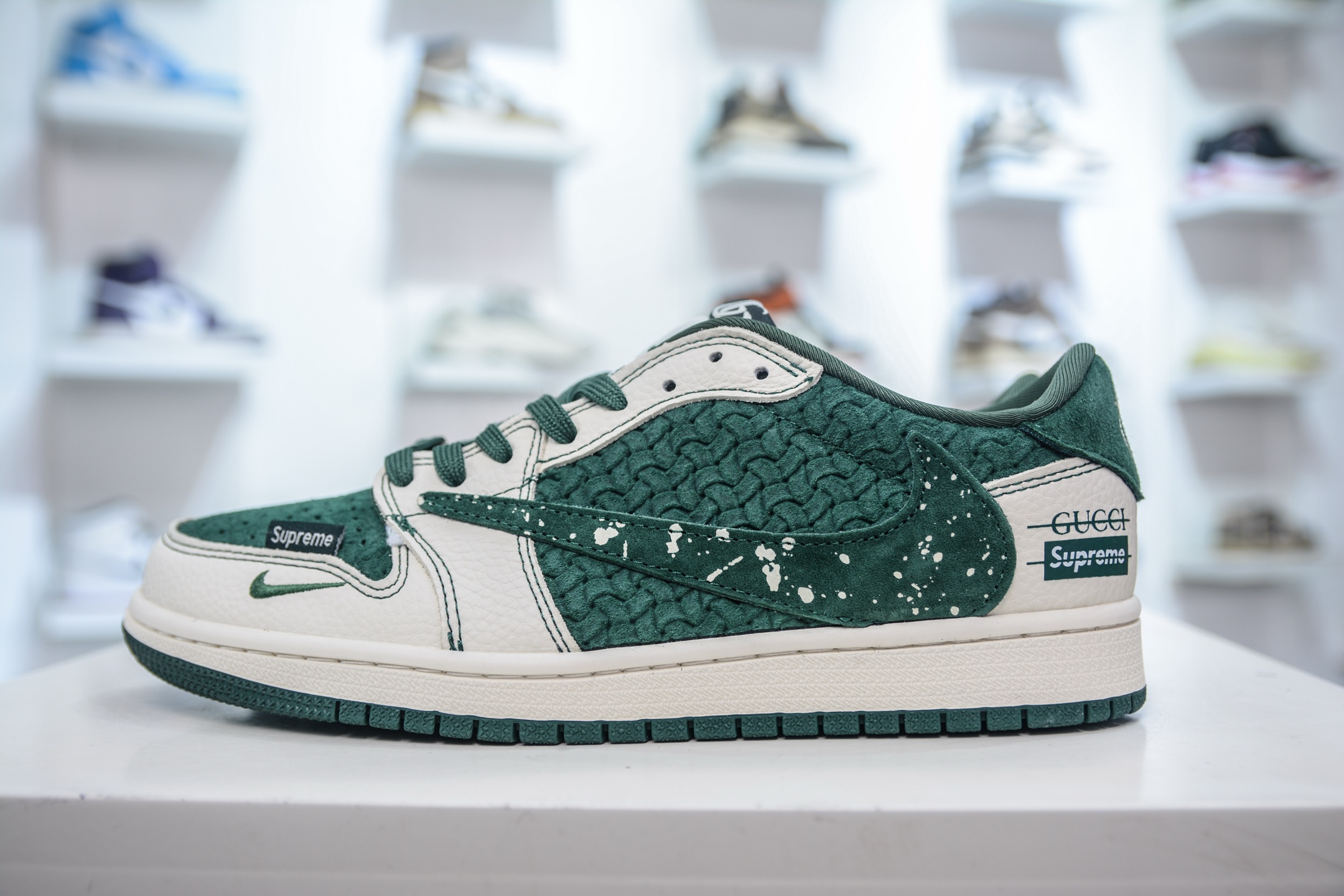 270 TS x Air Jordan x Supreme x Gucci x AJ1 Low 倒钩低帮联名古驰SUP-编织白绿 XS2024-0008