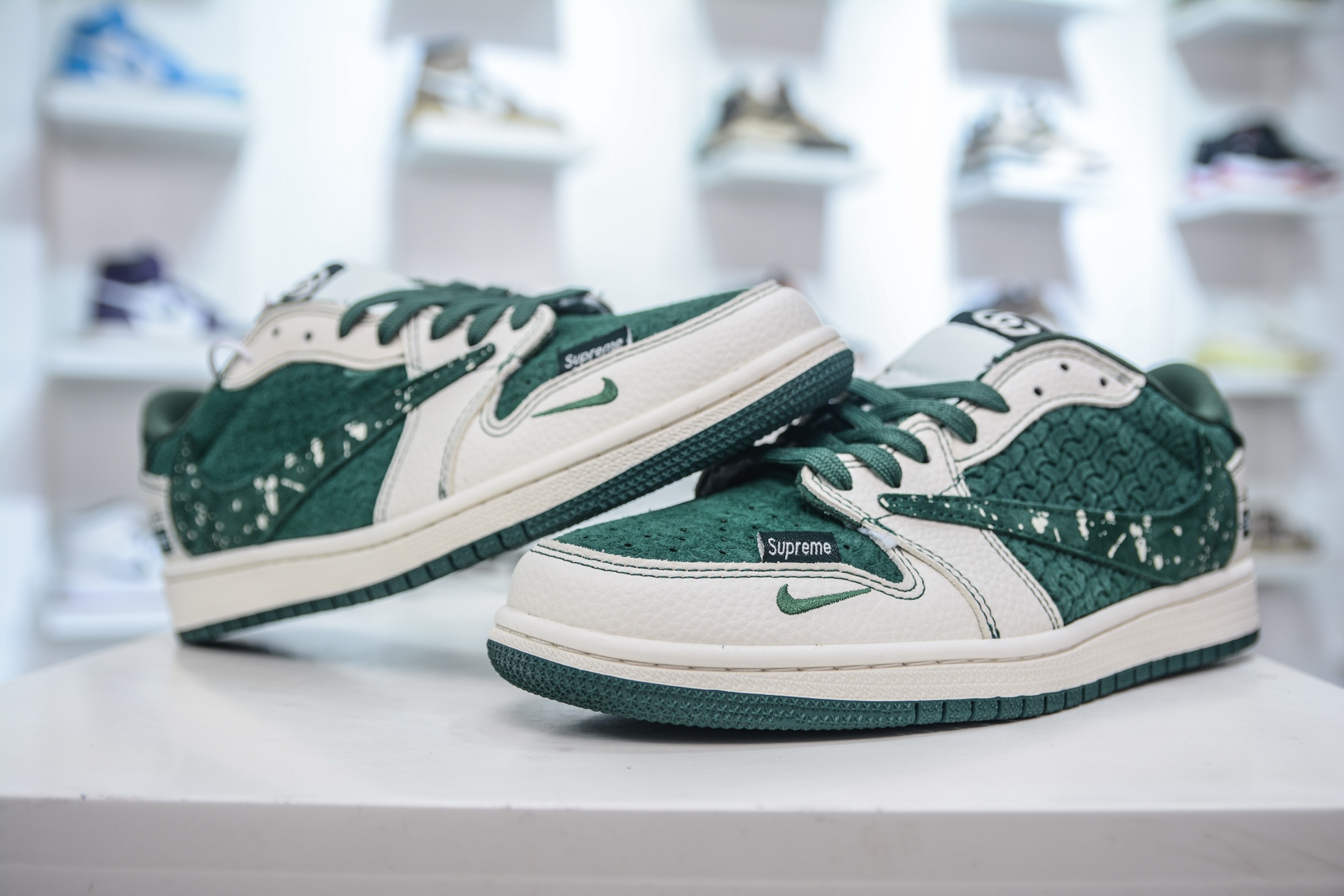 270 TS x Air Jordan x Supreme x Gucci x AJ1 Low 倒钩低帮联名古驰SUP-编织白绿 XS2024-0008