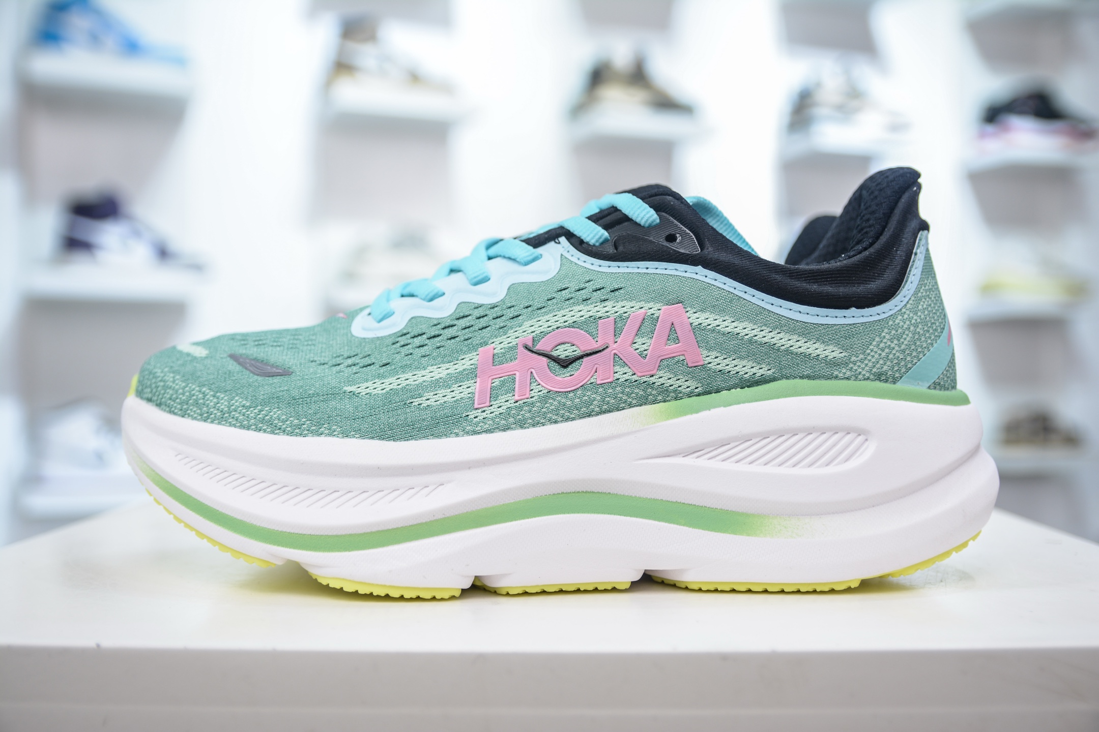 200 CS版 HOKA ONE ONE Bondi 9 WIDE 邦迪九代舒适防滑耐磨低帮休闲跑步鞋 1162011/GREN