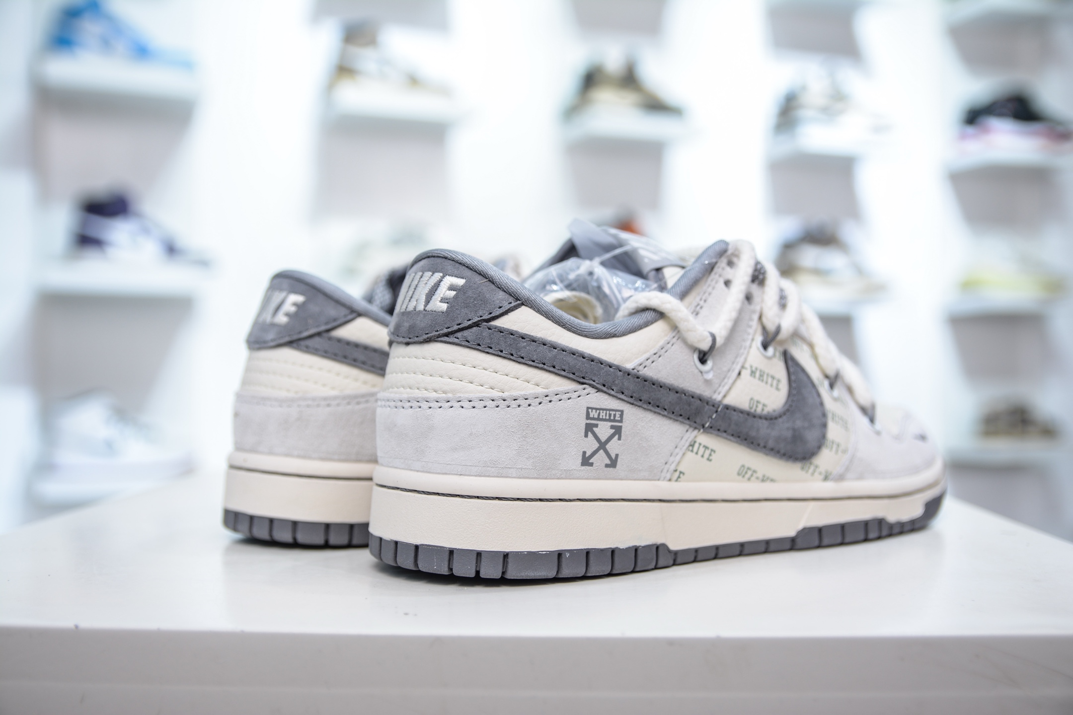 Nike SB Dunk Low x Off-White OW联名-白灰绑带字幕灰勾 YX5066-223