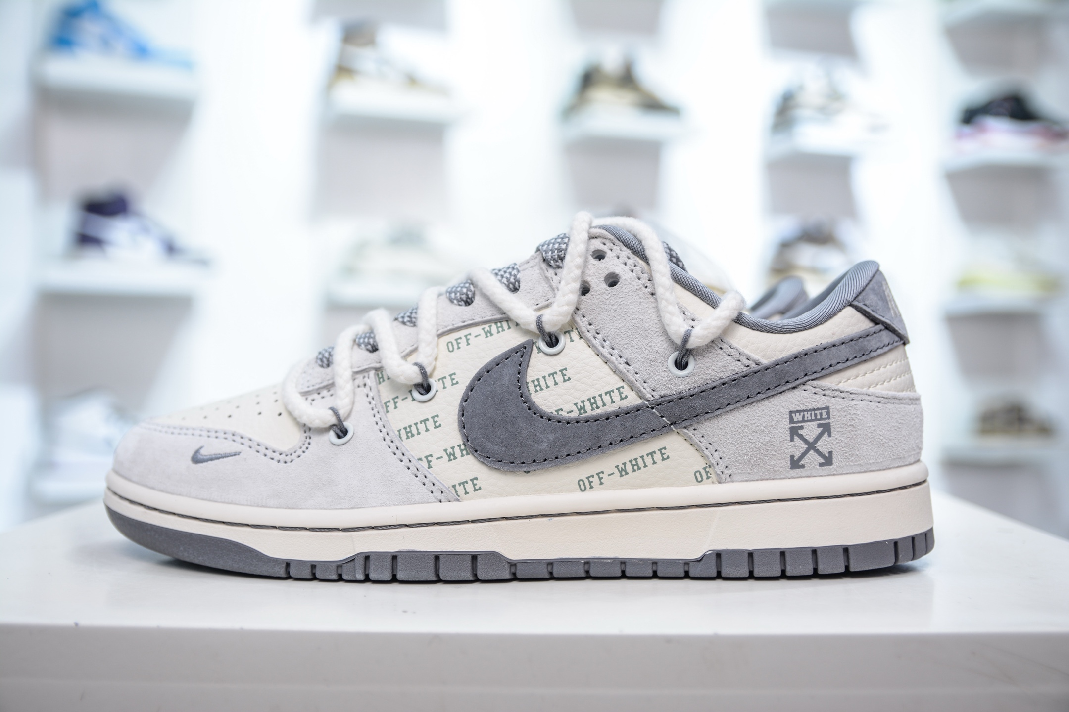 Nike SB Dunk Low x Off-White OW联名-白灰绑带字幕灰勾 YX5066-223