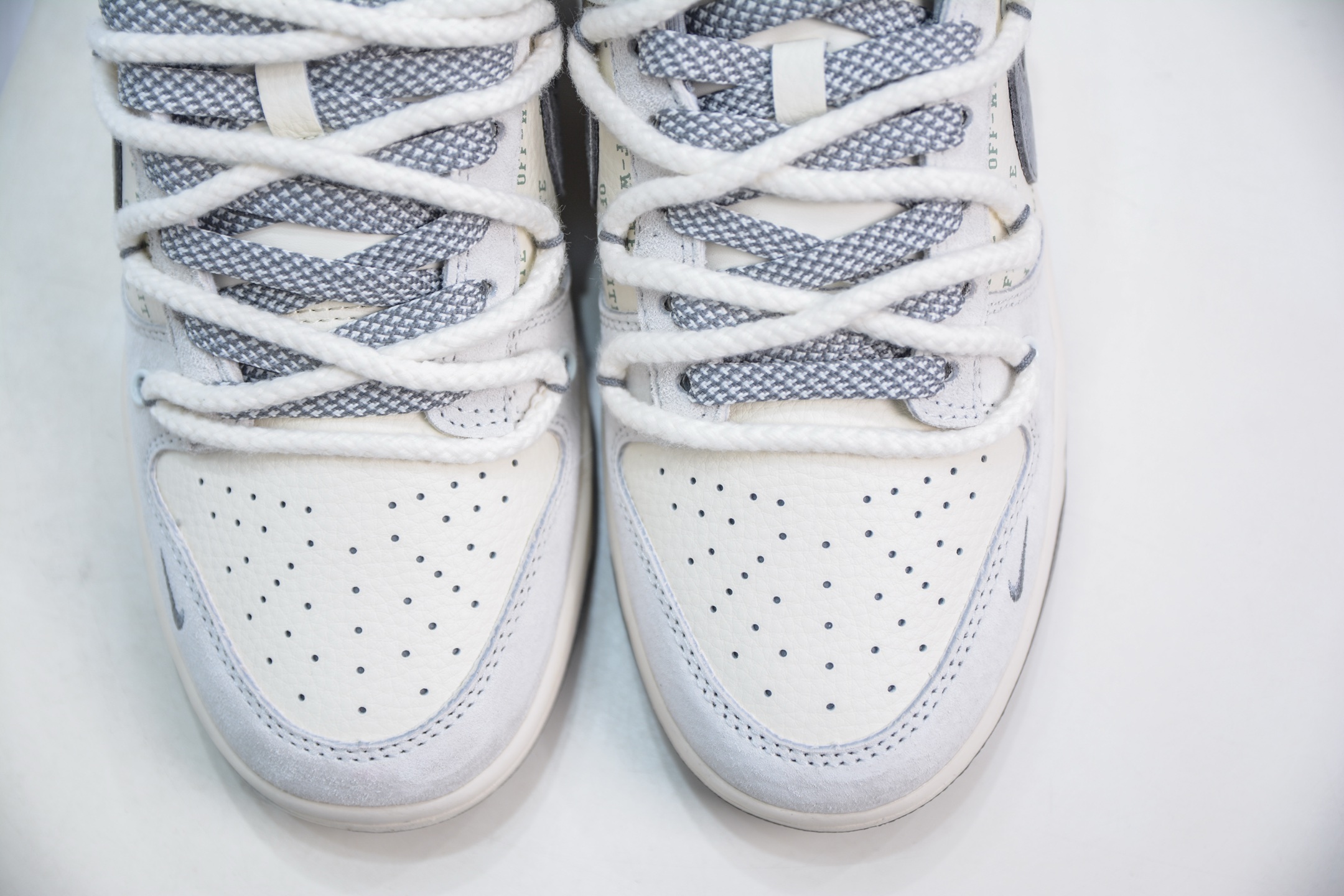 Nike SB Dunk Low x Off-White OW联名-白灰绑带字幕灰勾 YX5066-223
