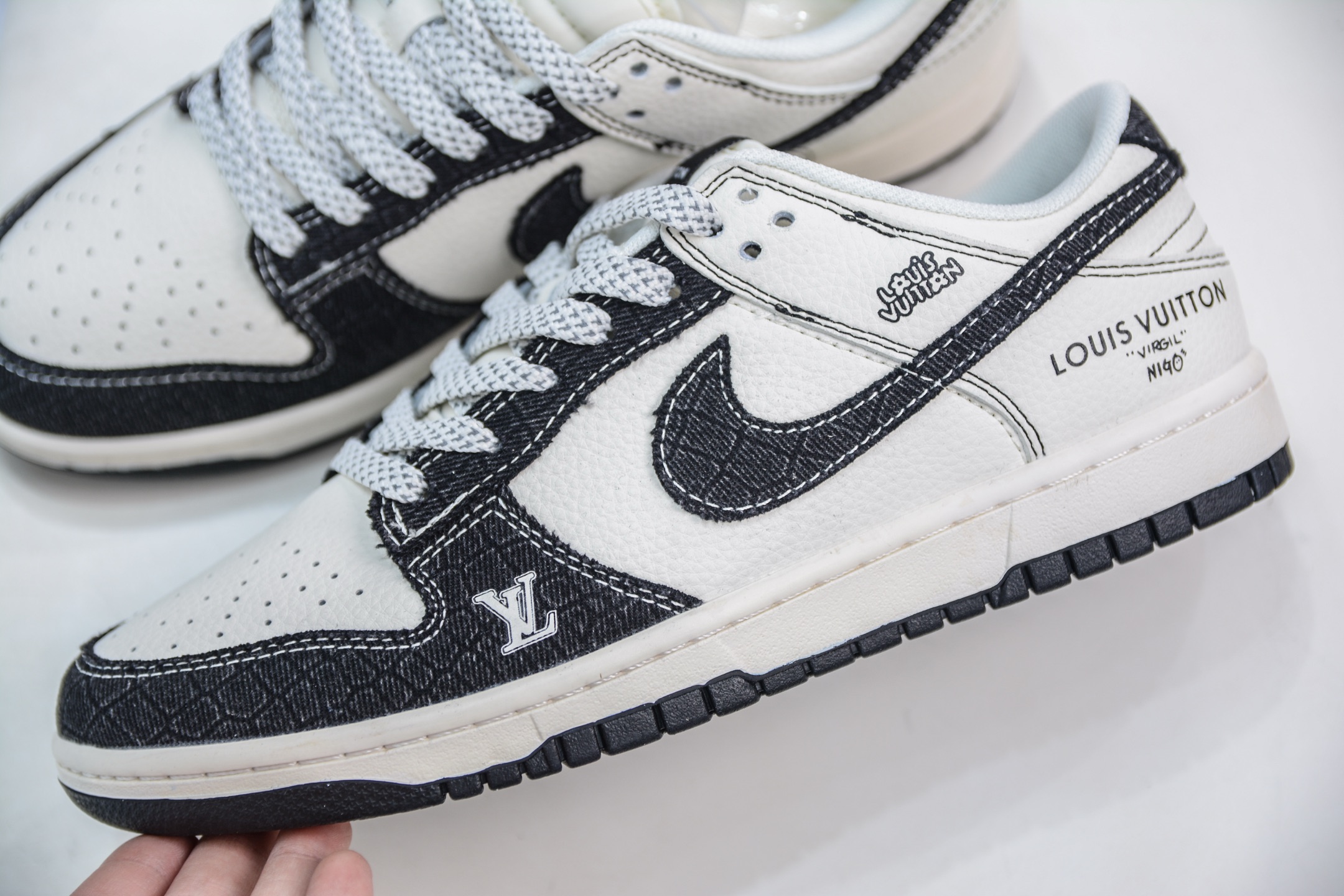 Nike SB Dunk Low x Louis Vuitton LV联名-白黑牛仔 FC1688-223