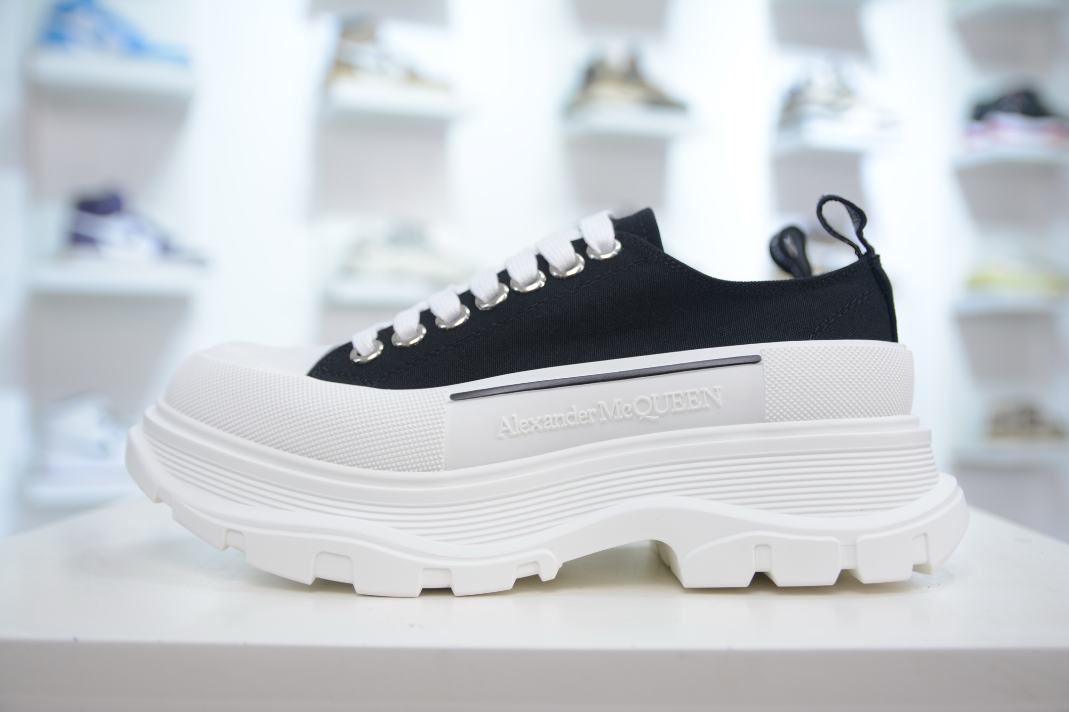 AlexanderMcQueen/亚历山大麦昆松糕鞋厚底增高帆布鞋