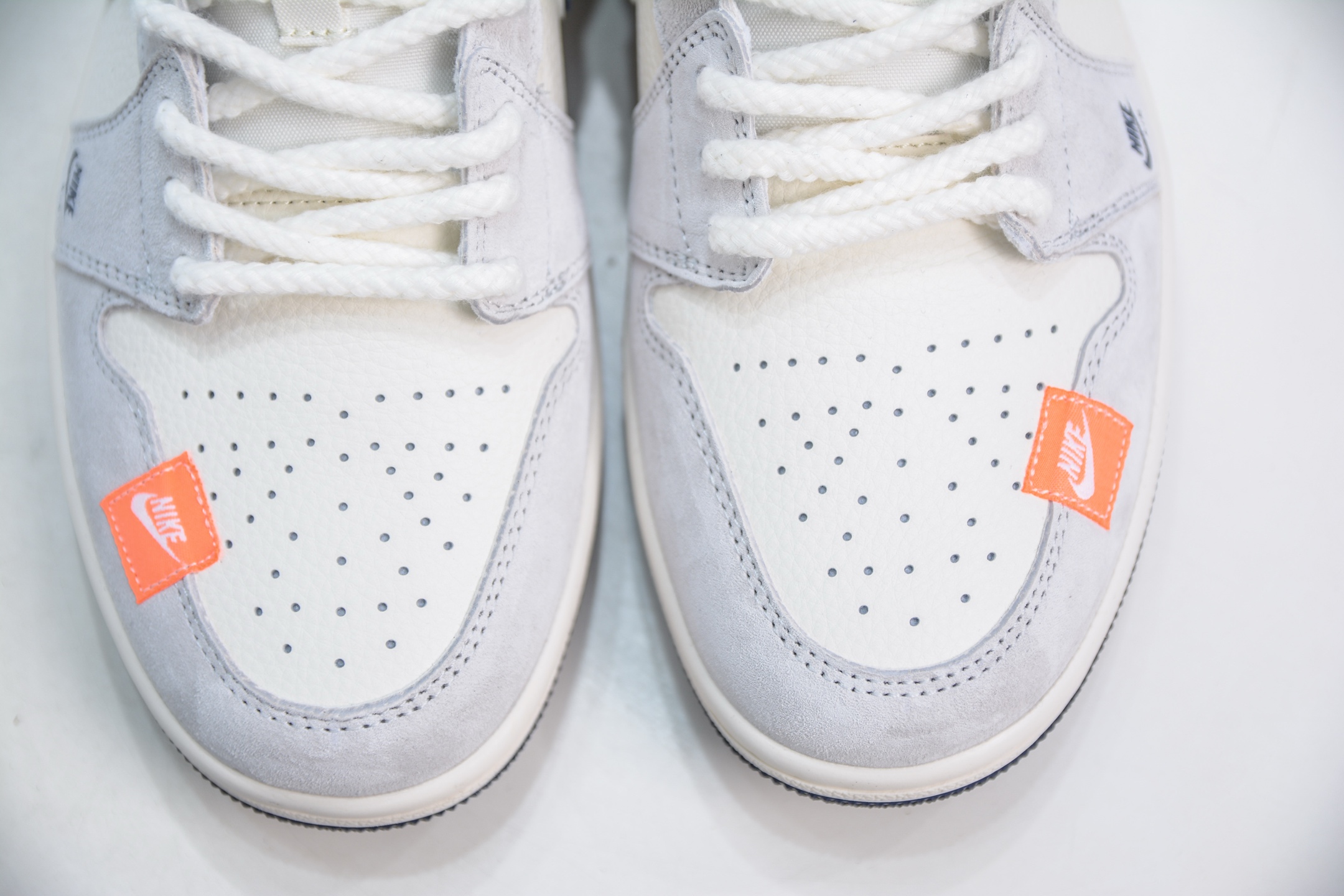Air Jordan 1 Retro Low x Stussy x Supreme SUP斯图西联名-白灰深蓝勾 YX5066-303