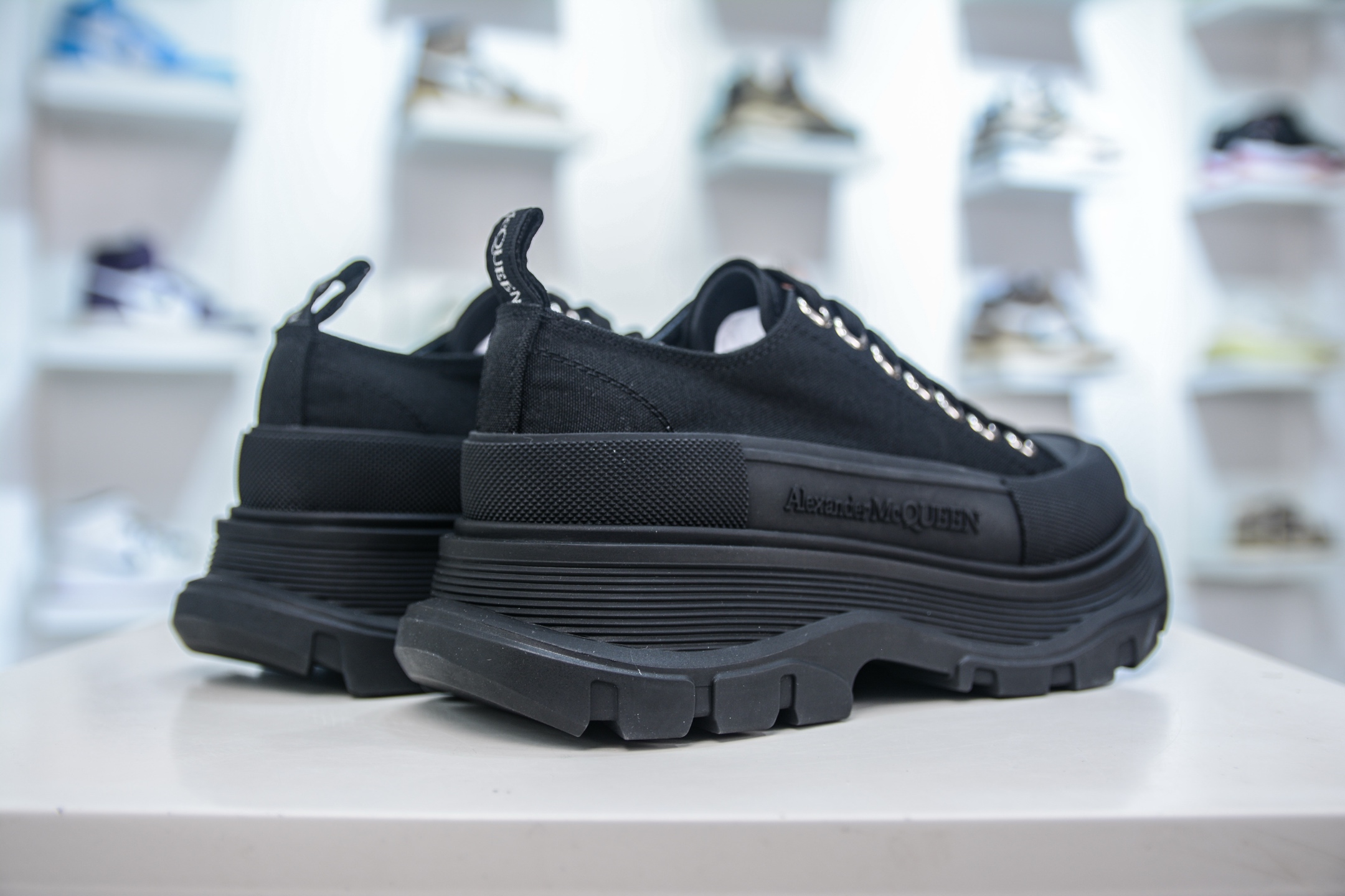 AlexanderMcQueen/亚历山大麦昆松糕鞋厚底增高帆布鞋