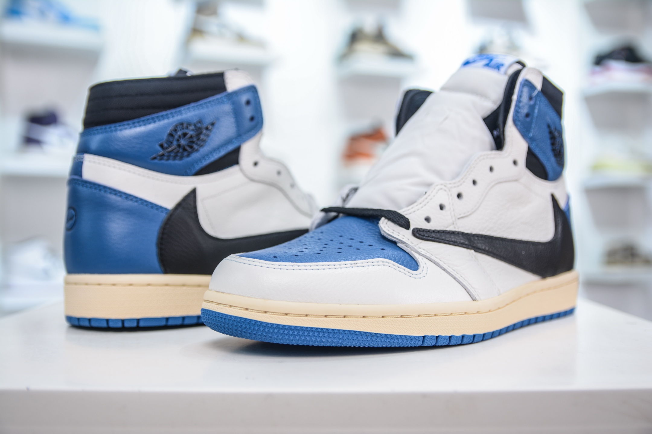 FK纯原 Travis Scott x Fragment x Air Jordan AJ1 High SP ”Military Blue” 闪电倒钩高帮 DH3227-105