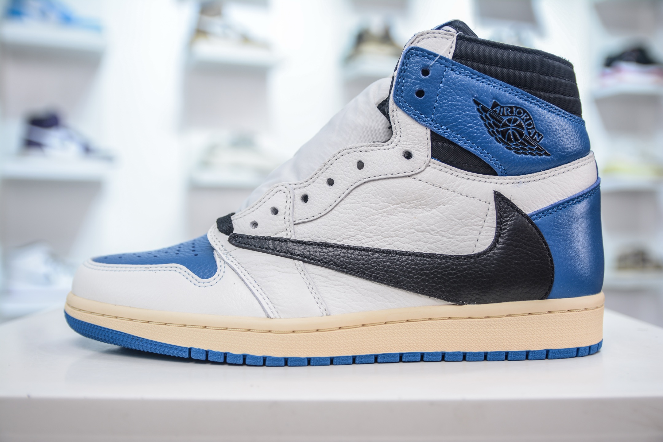 FK纯原 Travis Scott x Fragment x Air Jordan AJ1 High SP ”Military Blue” 闪电倒钩高帮 DH3227-105