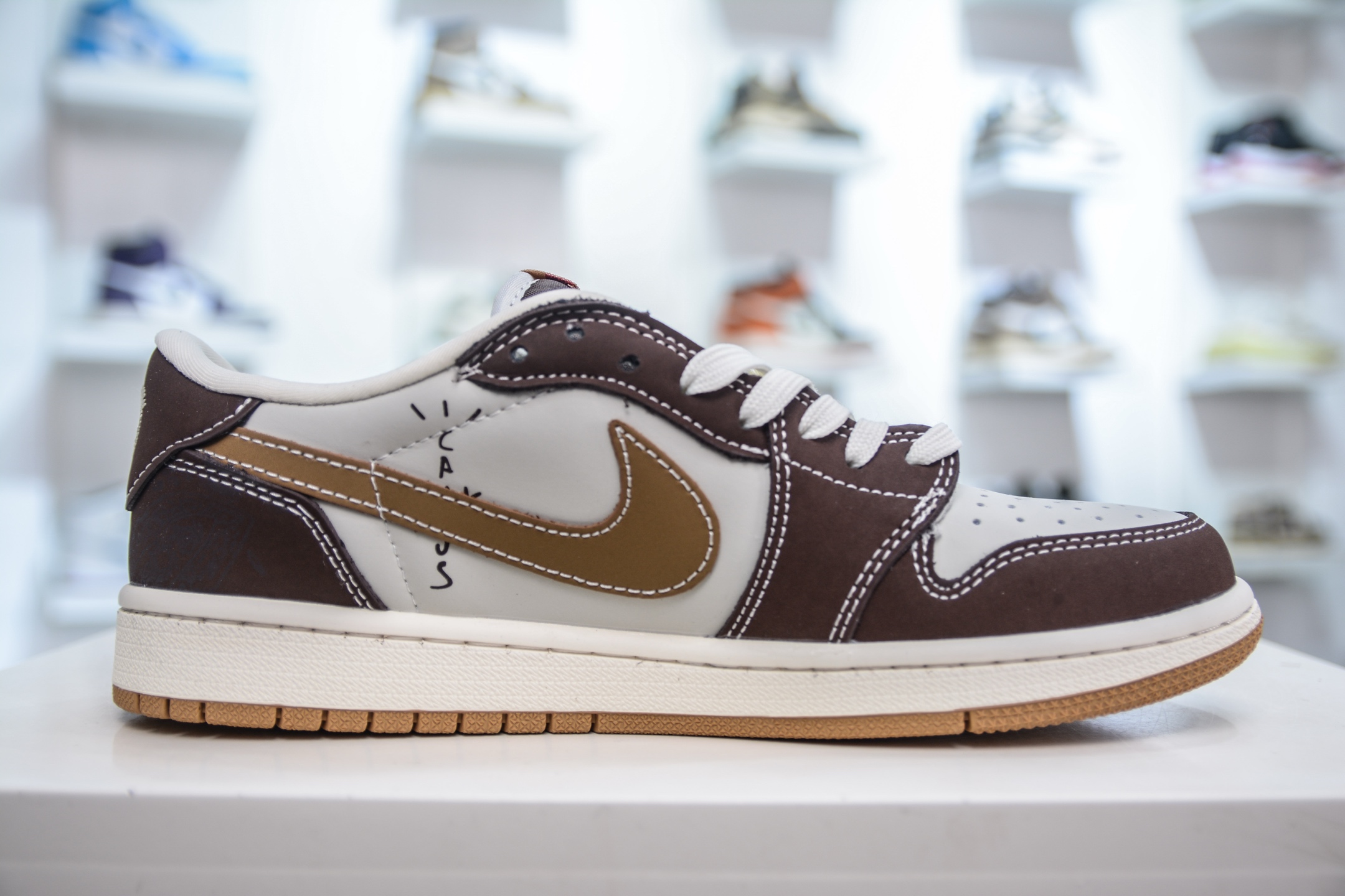 TS x Air Jordan x Supreme AJ1 Low 倒钩低帮联名SUP-棕色涂鸦 XS2024-055