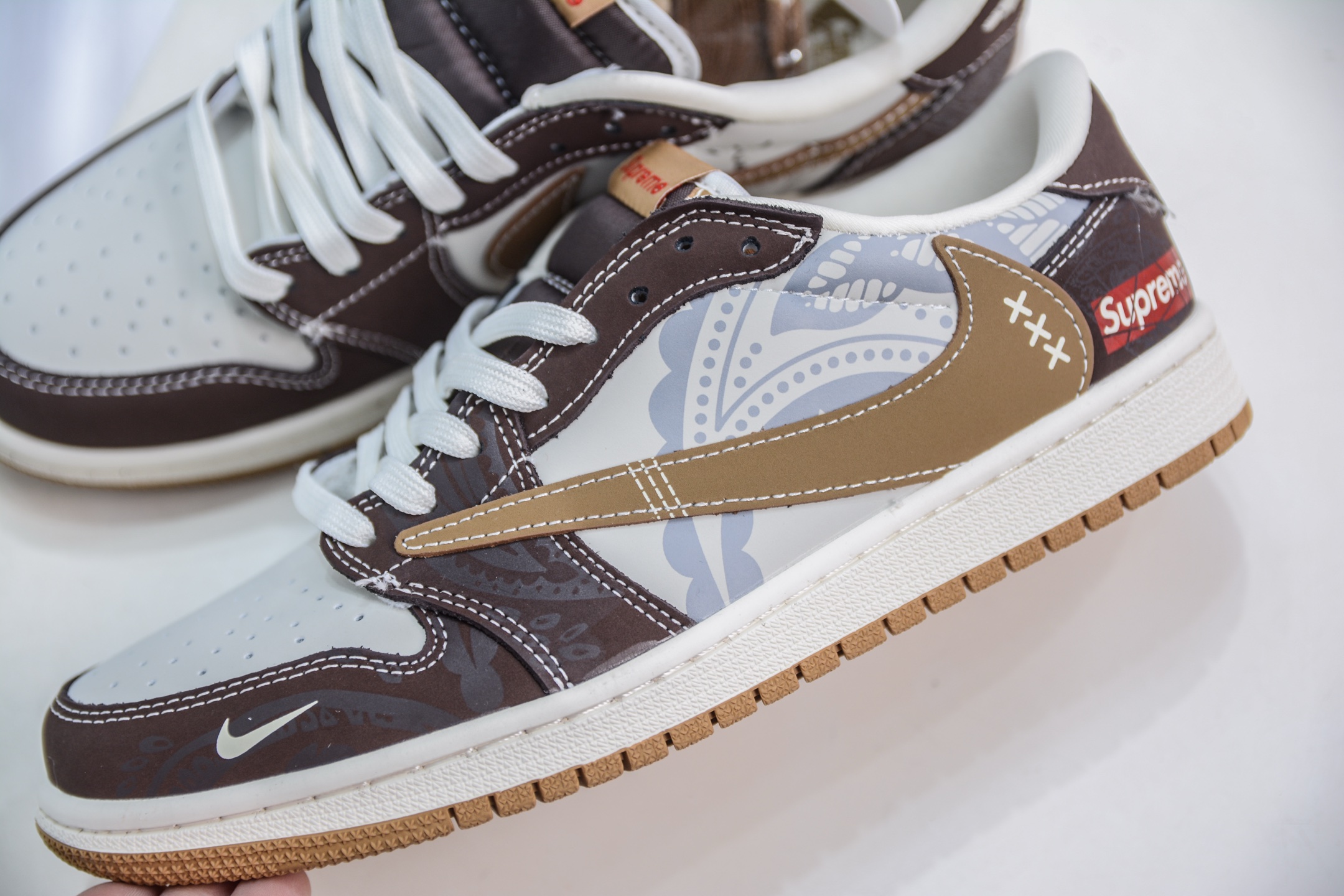 TS x Air Jordan x Supreme AJ1 Low 倒钩低帮联名SUP-棕色涂鸦 XS2024-055