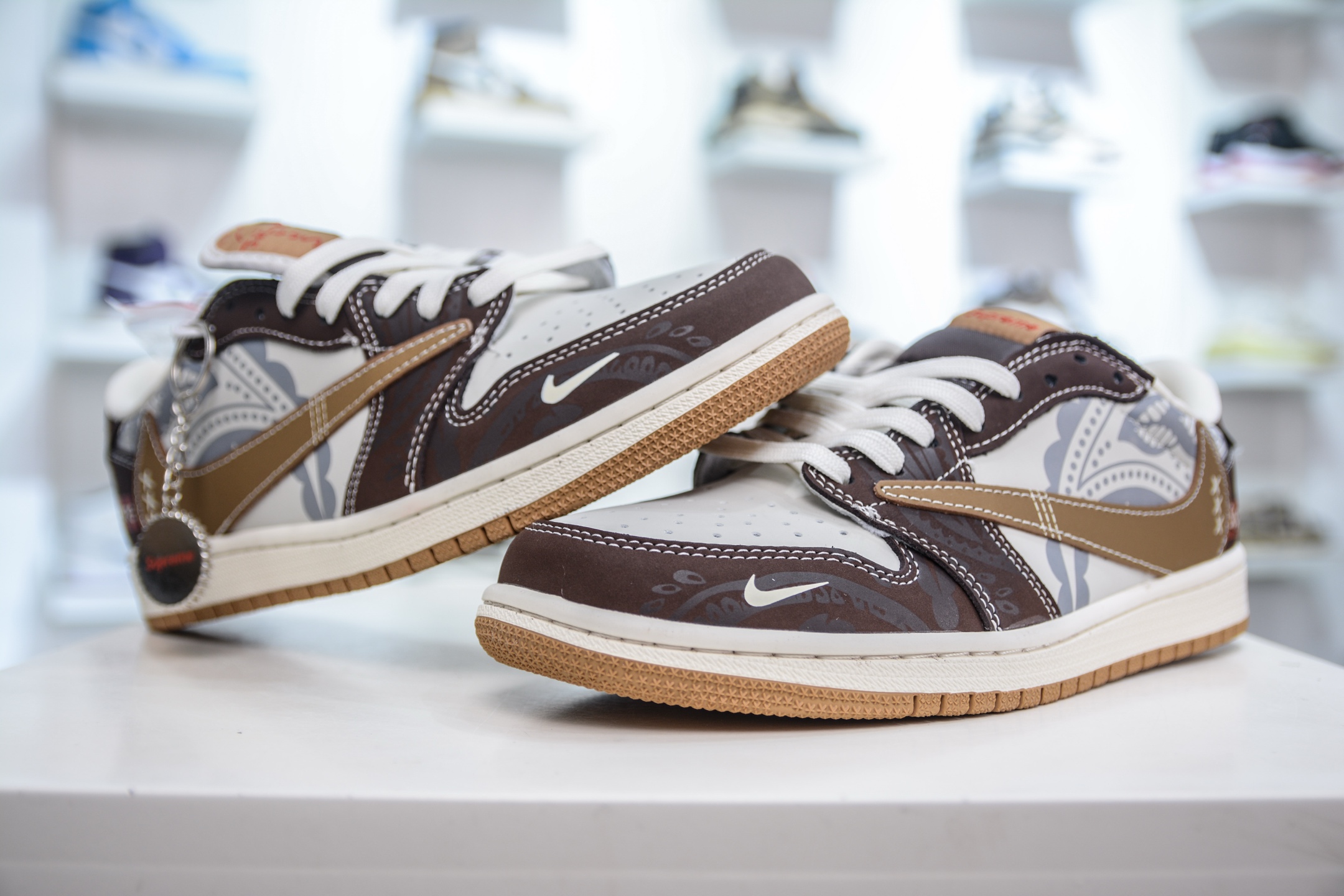 TS x Air Jordan x Supreme AJ1 Low 倒钩低帮联名SUP-棕色涂鸦 XS2024-055