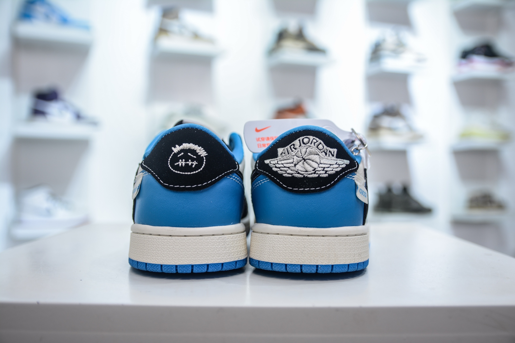 TS x Air Jordan x GUCCI AJ1 Low 倒钩低帮联名古驰-白黑蓝 XS2024-037
