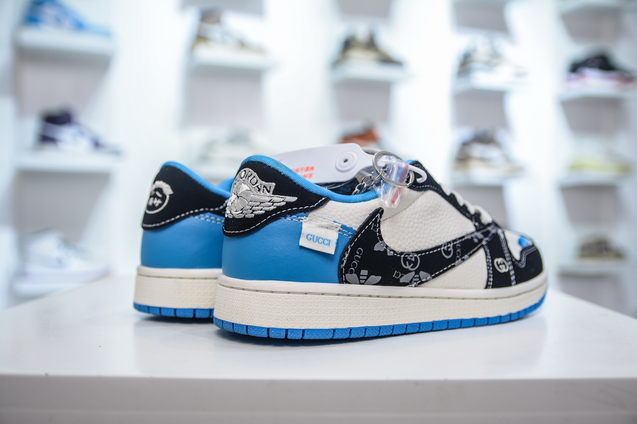 TS x Air Jordan x GUCCI AJ1 Low 倒钩低帮联名古驰-白黑蓝 XS2024-037