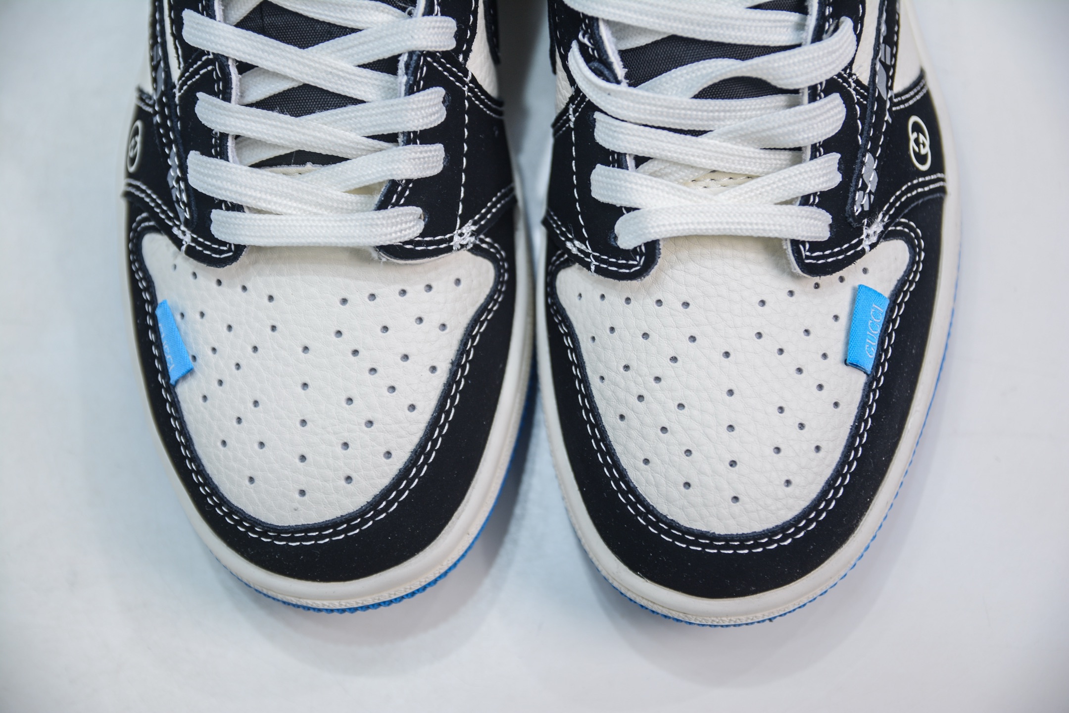 TS x Air Jordan x GUCCI AJ1 Low 倒钩低帮联名古驰-白黑蓝 XS2024-037