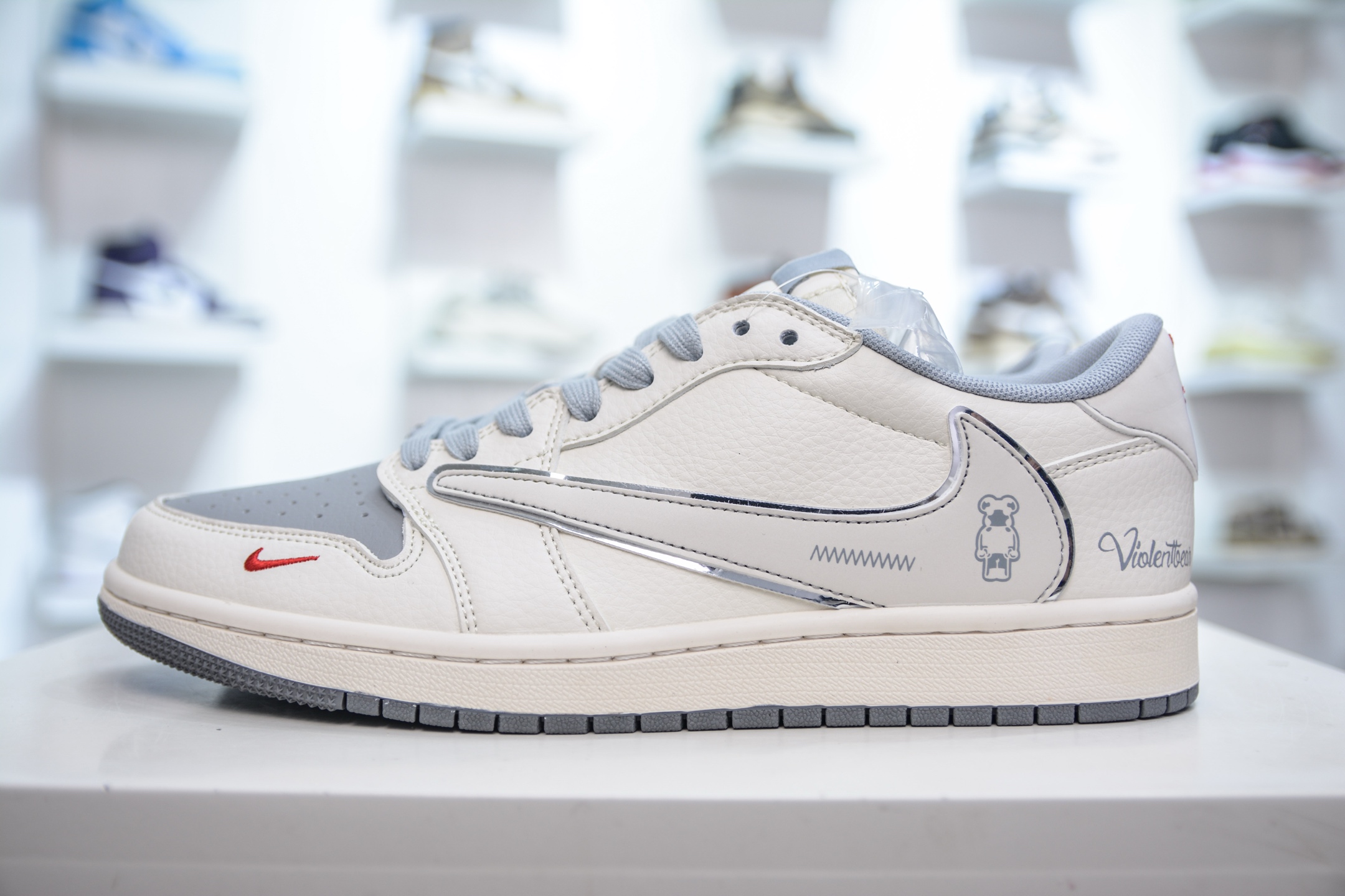 TS x Air Jordan 1 Retro Low x 暴力熊联名-卡通白灰 XS7089-527
