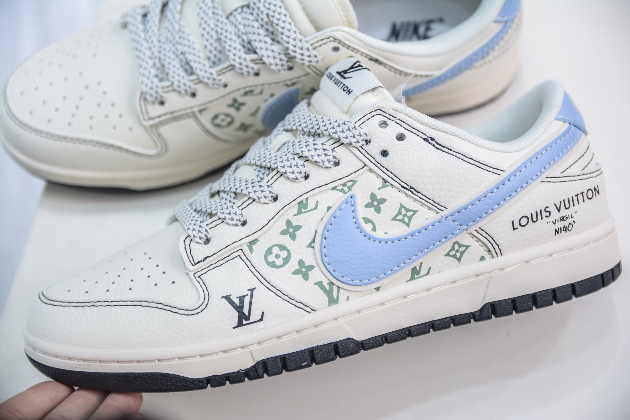 Nike SB Dunk Low x Louis Vuitton LV联名-白黑线蓝勾 XX3168-143