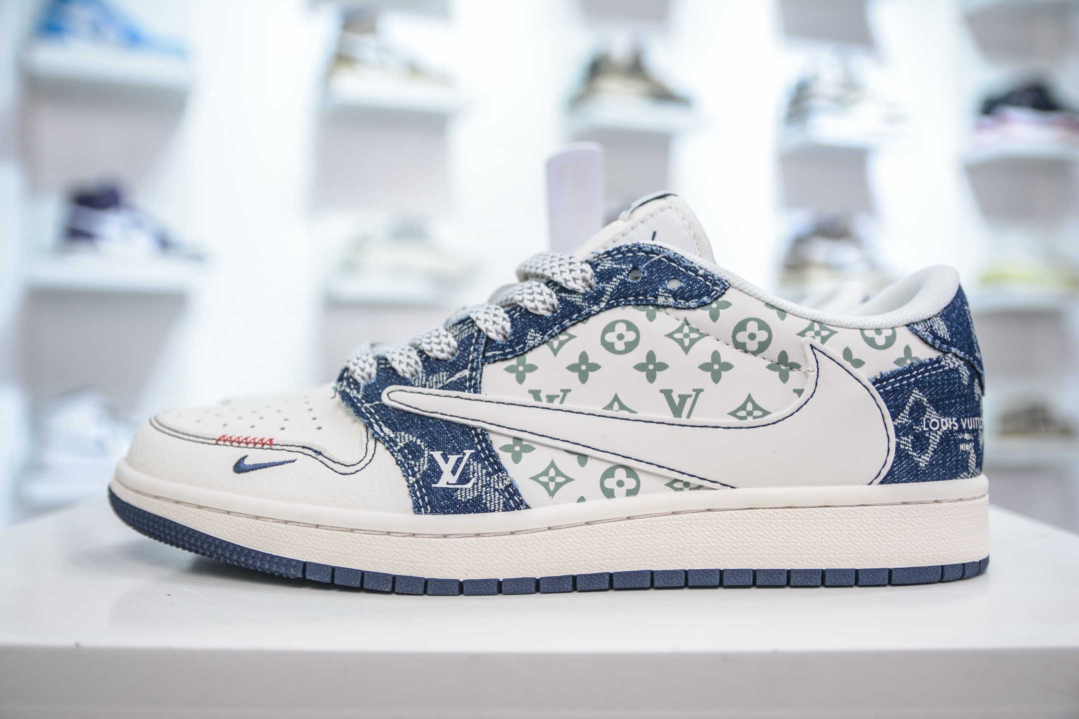270 TS x Air Jordan x Louis Vuitton AJ1 Low 倒钩低帮LV联名-白蓝牛仔布 YX5066-326