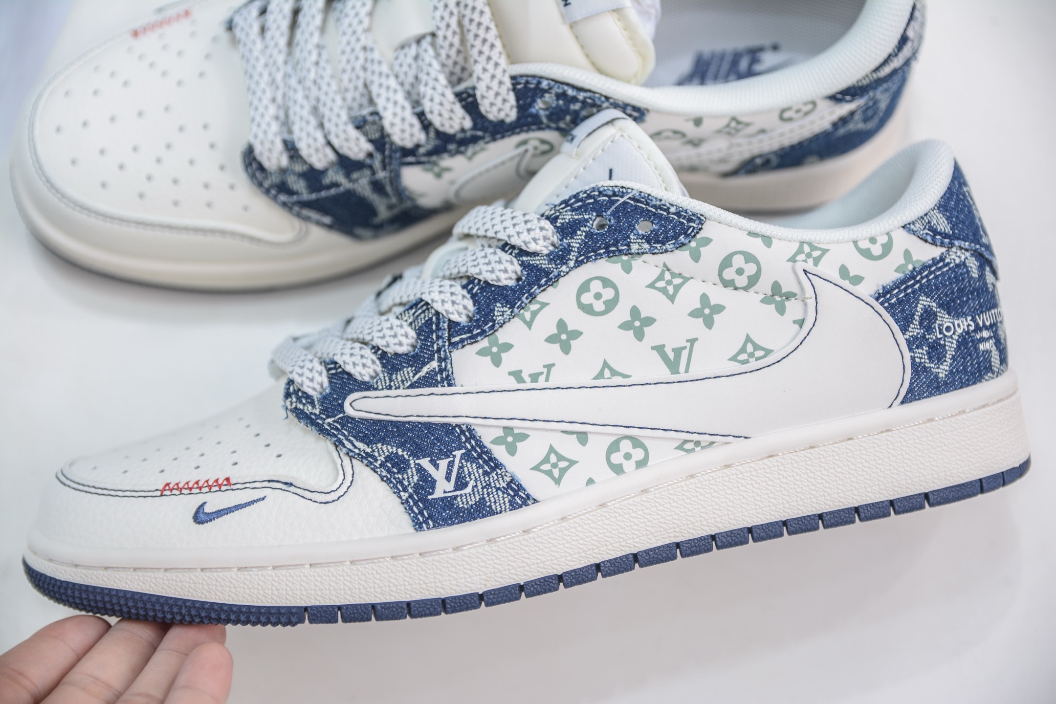 270 TS x Air Jordan x Louis Vuitton AJ1 Low 倒钩低帮LV联名-白蓝牛仔布 YX5066-326