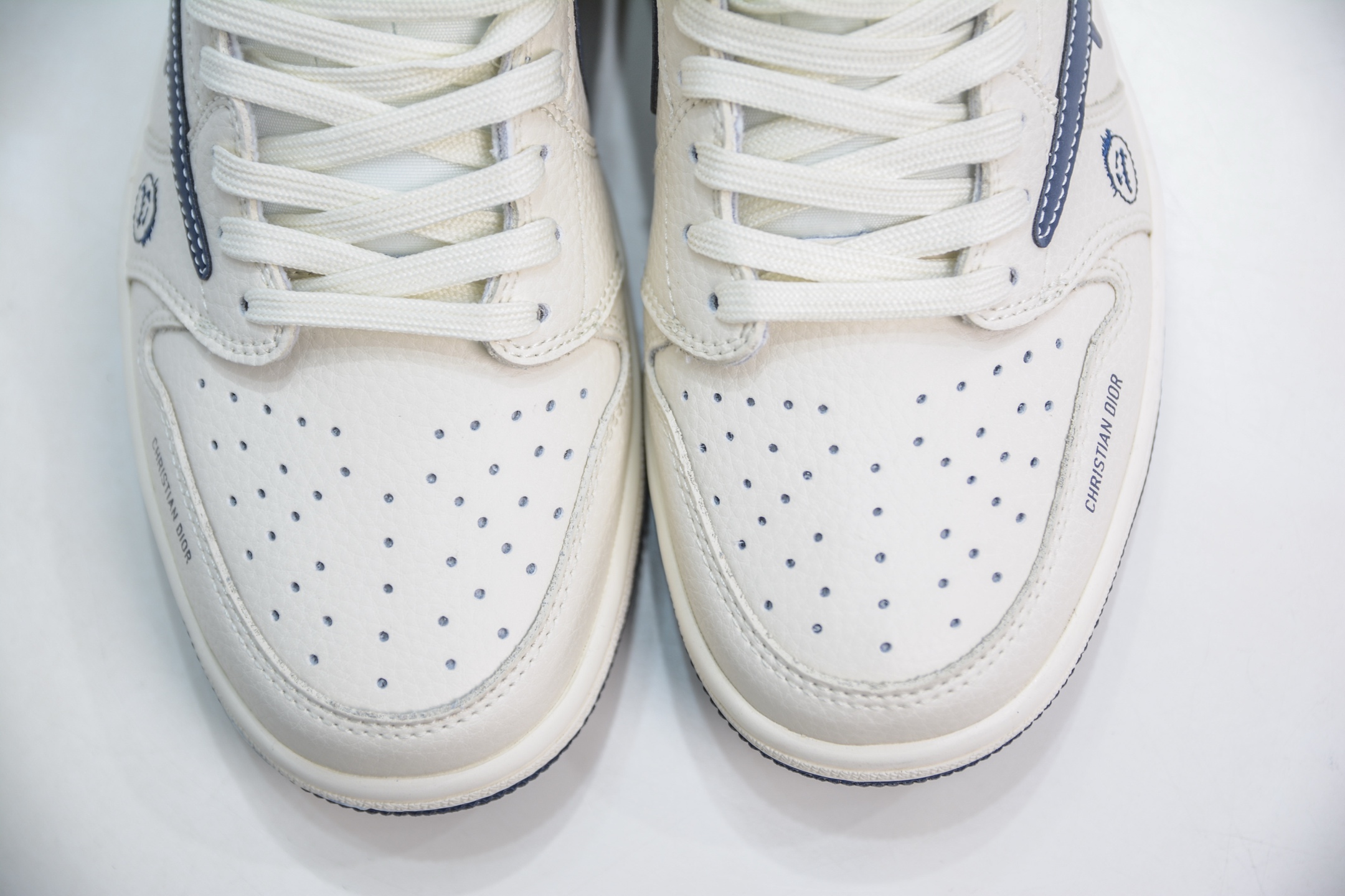 270 Travis Scott x Fragment Design x Air Jordan 1 Low OG SP AJ1 耐克联名-米白深蓝鬼脸 LD2025-009