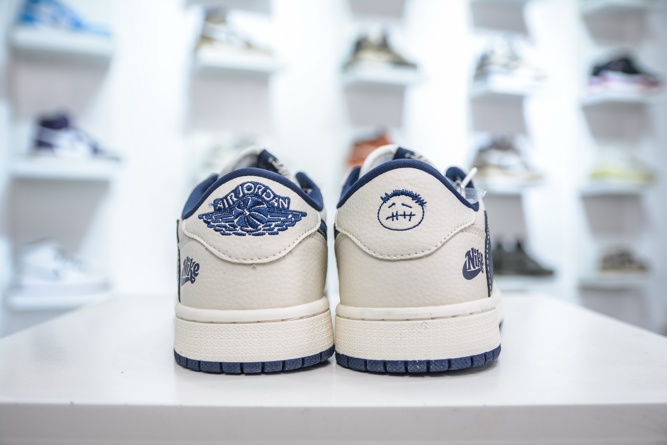 270 Travis Scott x Fragment Design x Air Jordan 1 Low OG SP AJ1 耐克联名-米白深蓝鬼脸 LD2025-009