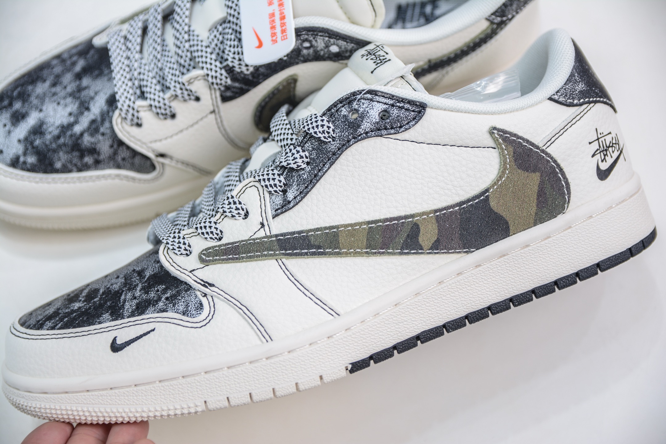 TS x Air Jordan x Stussy Air Jordan 1 Low - Camo Swoosh Custom Sneakers 7 i1747246676622 7000 0 6