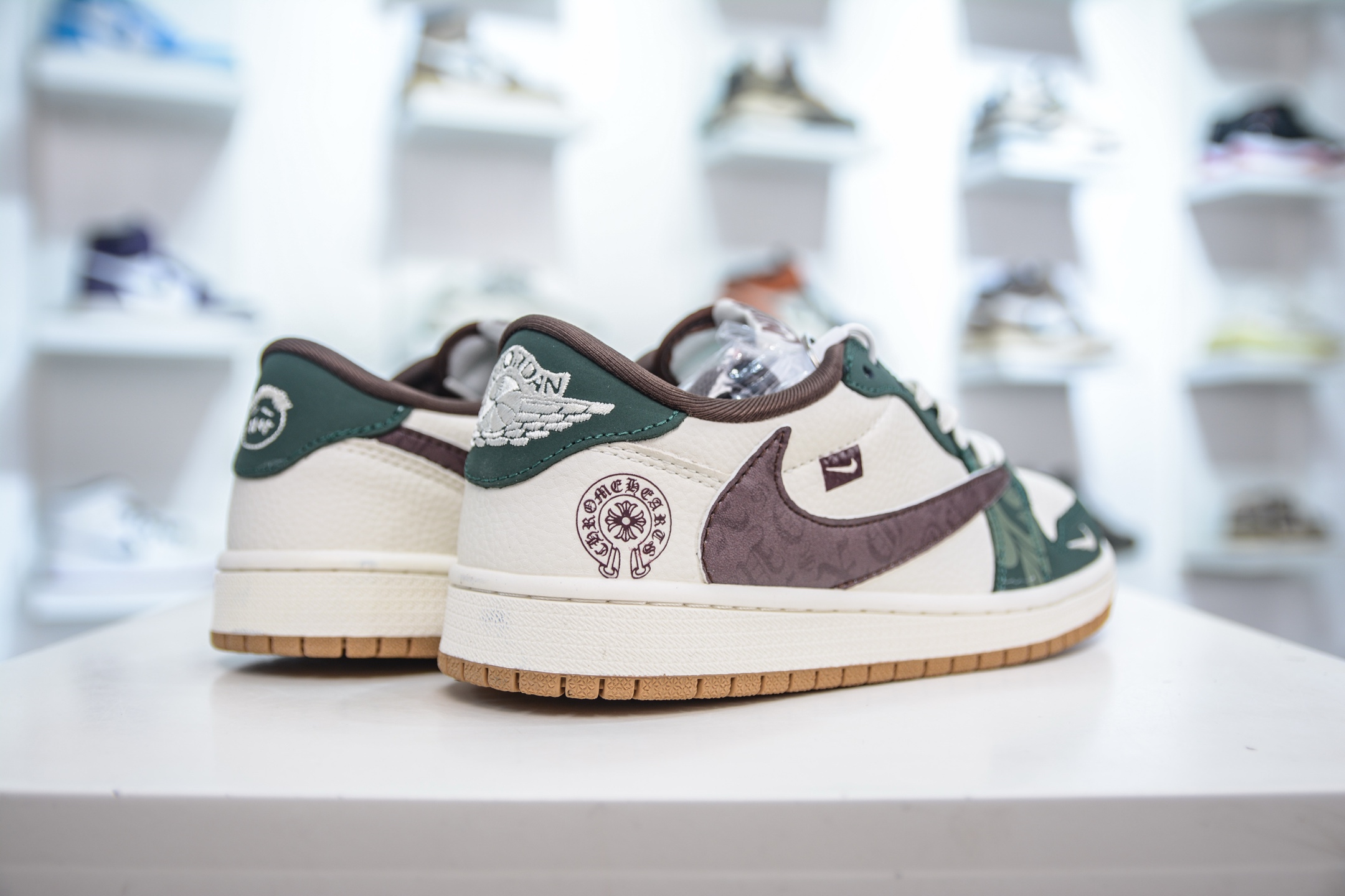 TS x Air Jordan x Chrome Hearts Air Jordan 1 Low - White Green Brown 6 i1747328170898 2301 0 5