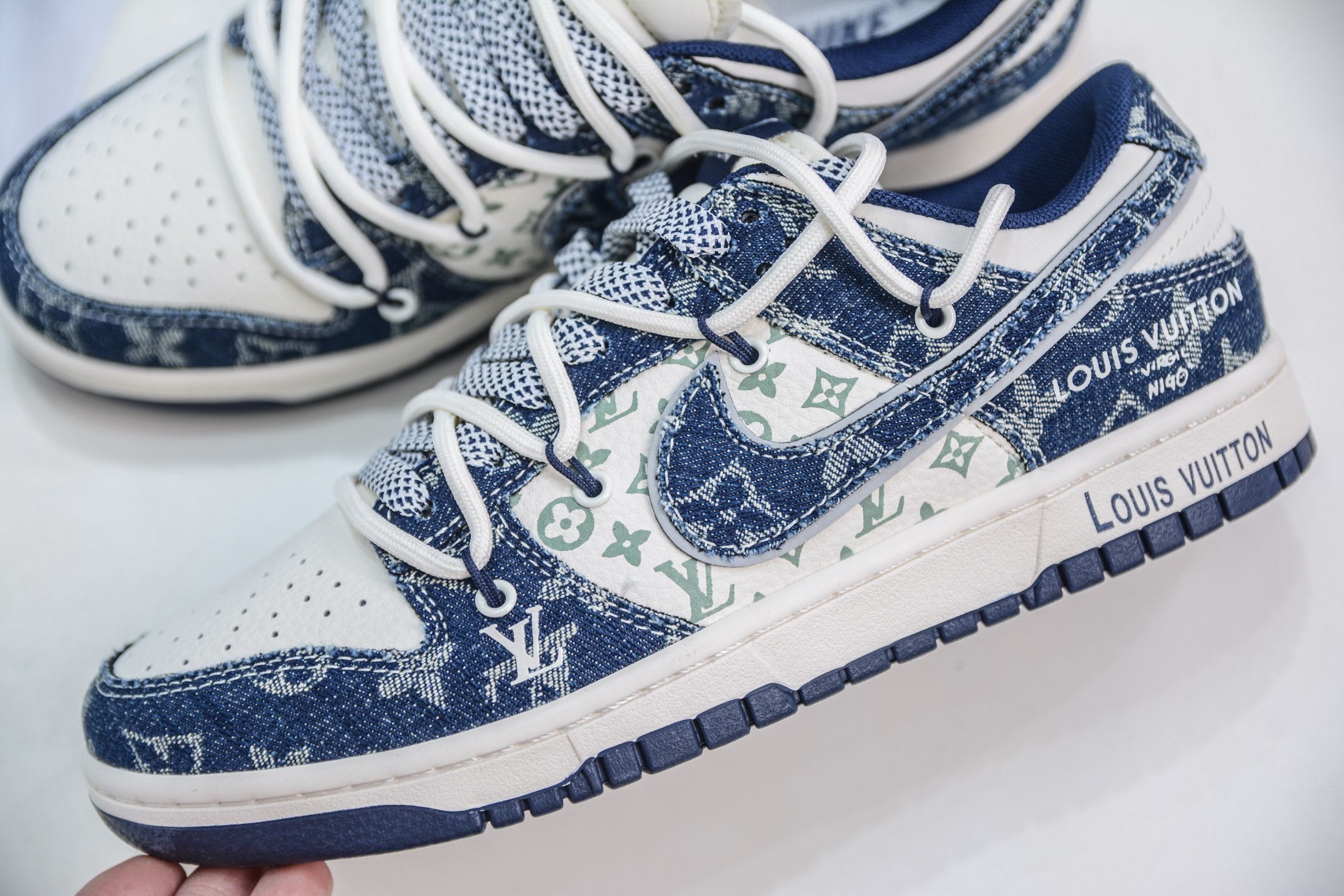 300 Nike SB Dunk Low x Louis Vuitton LV联名-白蓝牛仔绑带 YX5066-321