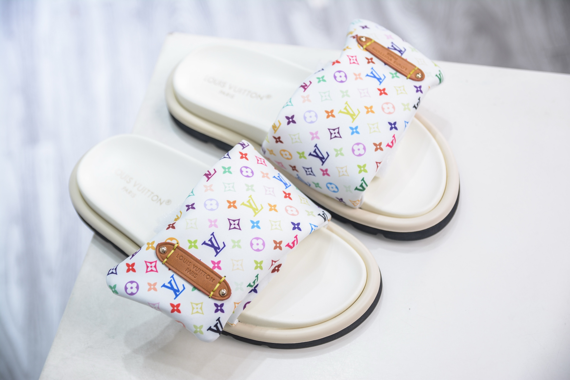 Louis Vuitton Monogram Multicolor Leather Flat Mule Sandal Slides for Women 7 i1747329346959 7631 0 6