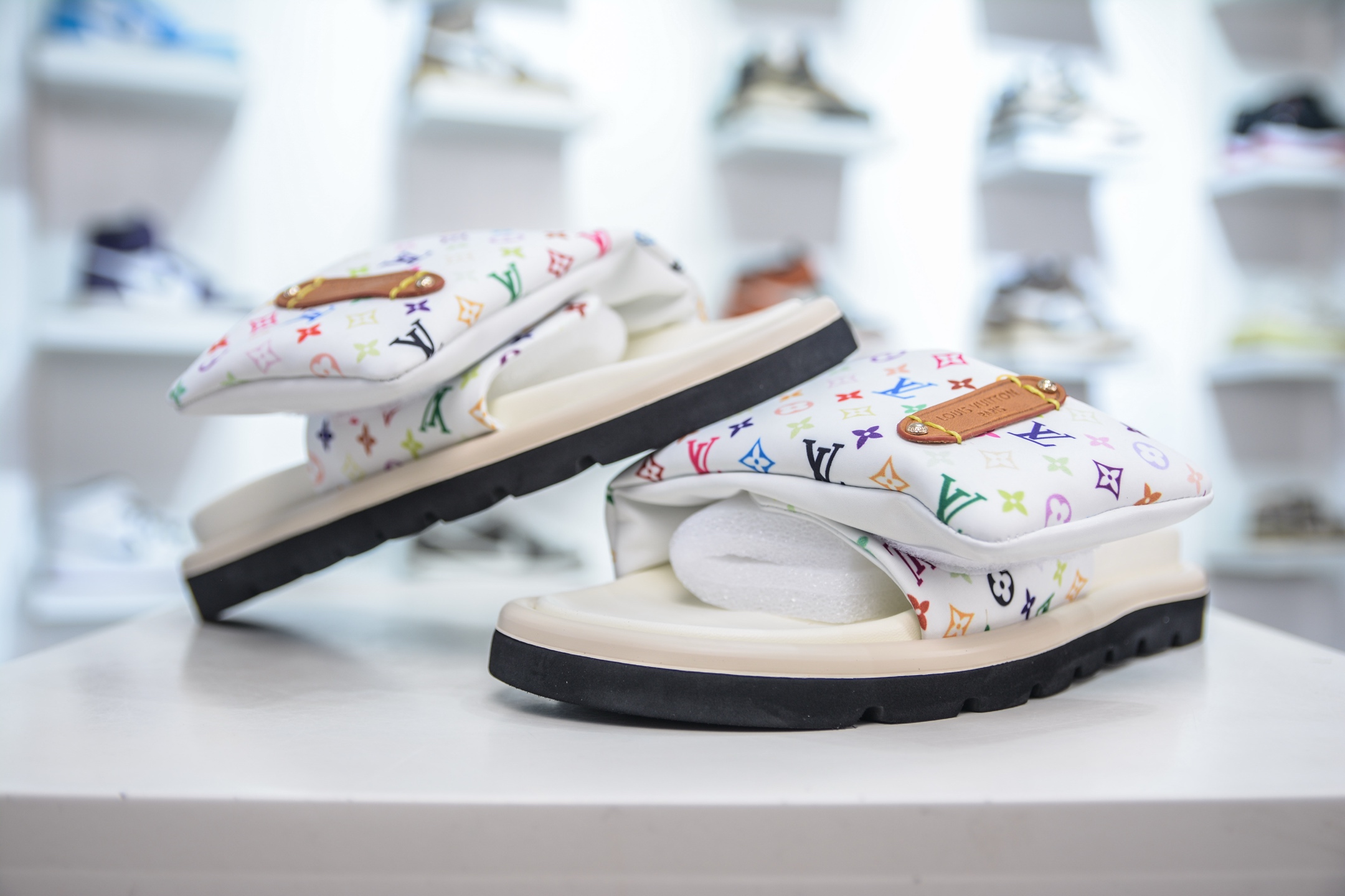 Louis Vuitton Monogram Multicolor Leather Flat Mule Sandal Slides for Women 4 i1747329348235 6158 0 3