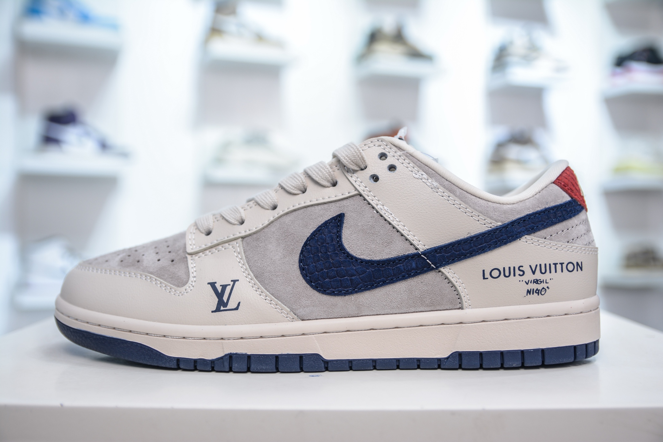 Nike SB Dunk Low x Louis Vuitton Collab Blue Snake Shoes