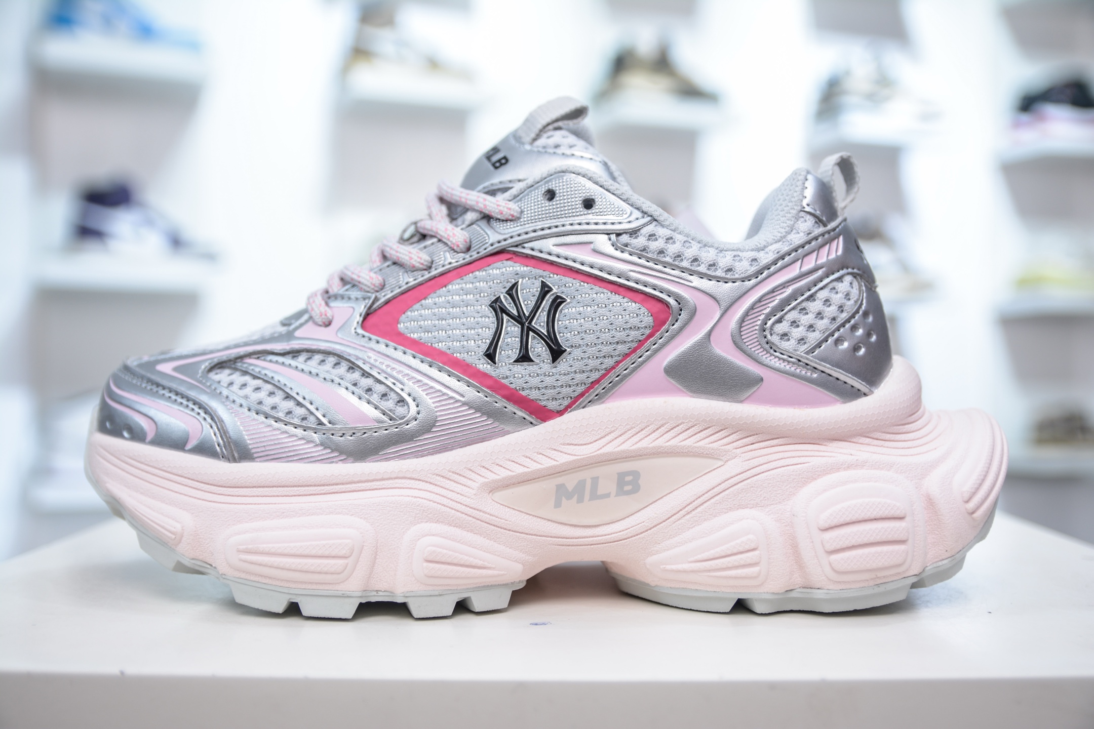 MLB Winner Chunky Sneakers Pink, Silver Lightweight Breathable Mesh Size 36-39 1 i1747590621345 9885 0 0